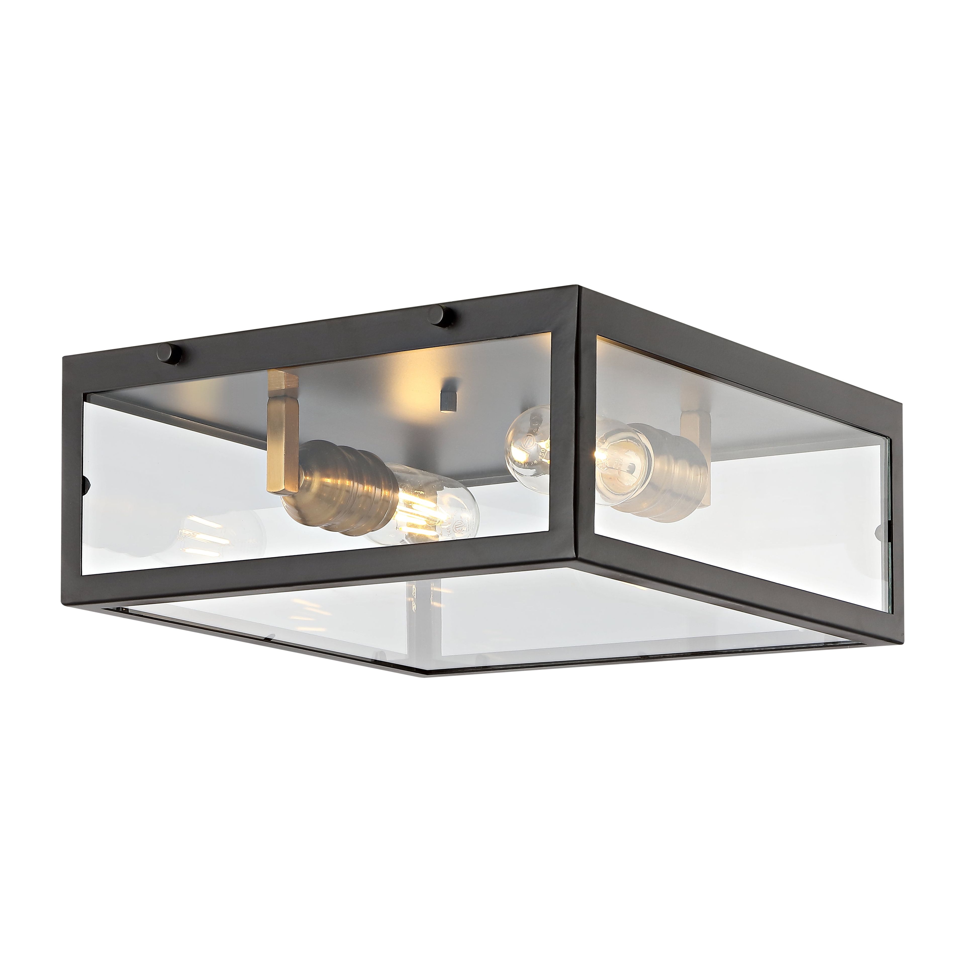 Farmhouse 12" Square LED Flush Mount in Oil Rubbed Bronze with Glass Shade