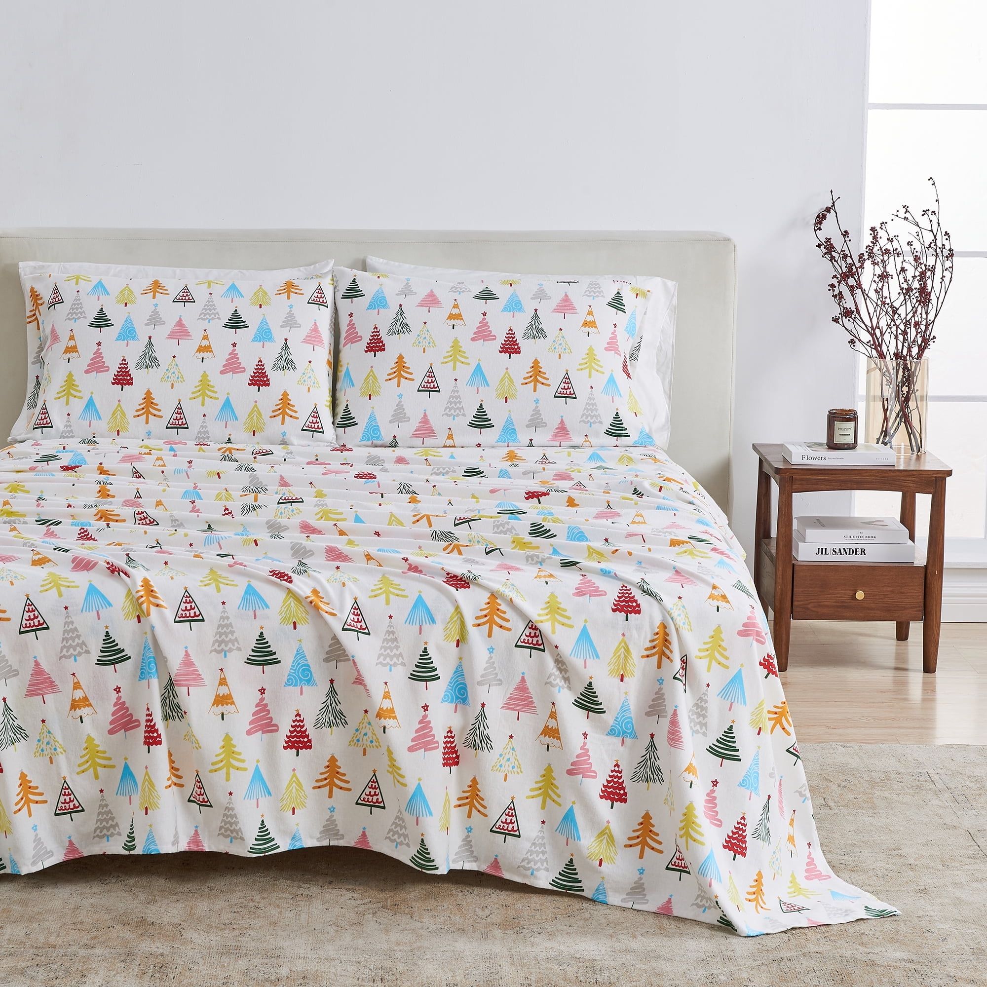 Queen Happy Hillside Cotton Flannel Sheet Set