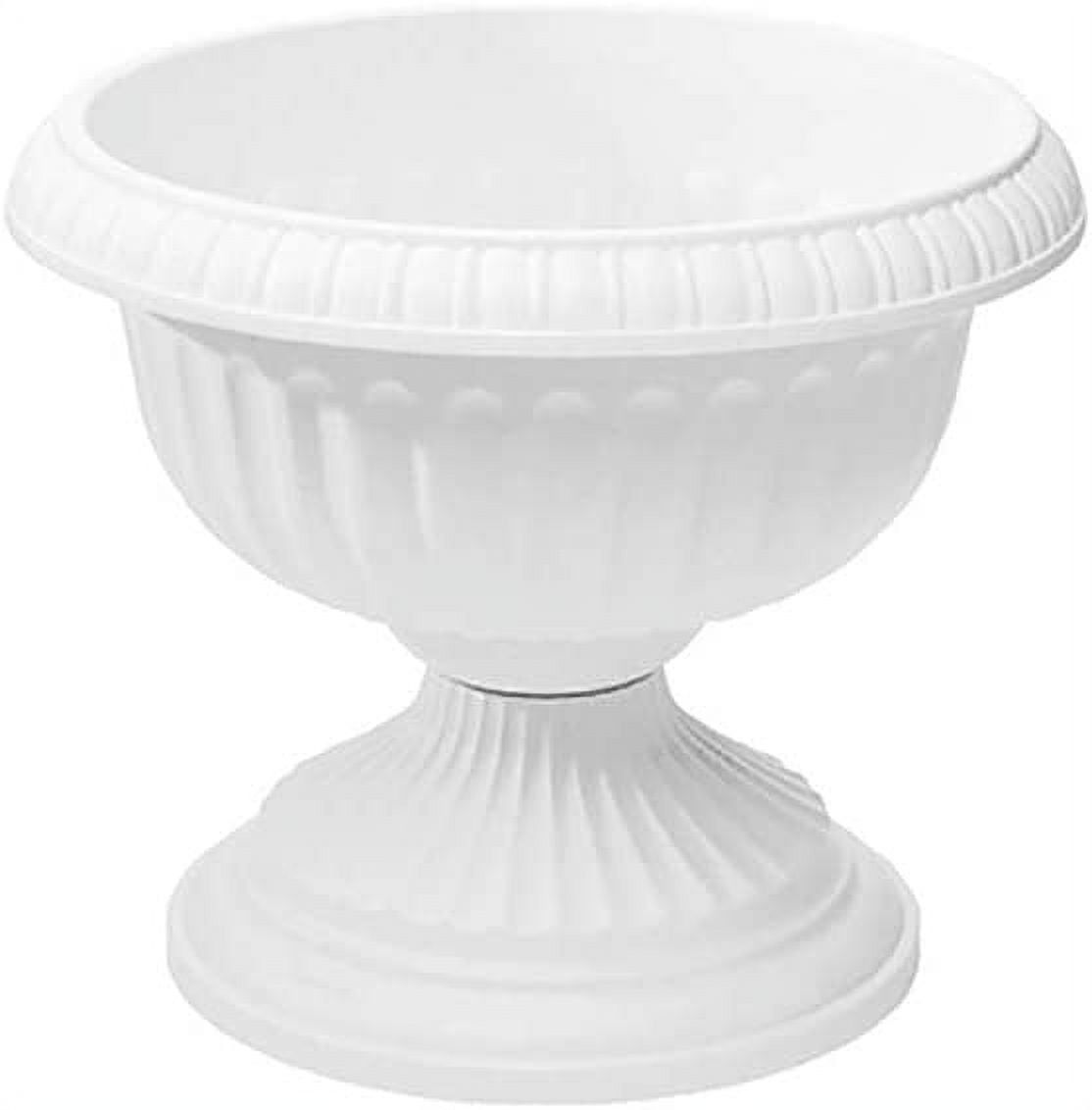 12-Inch White Plastic Grecian Urn Planter