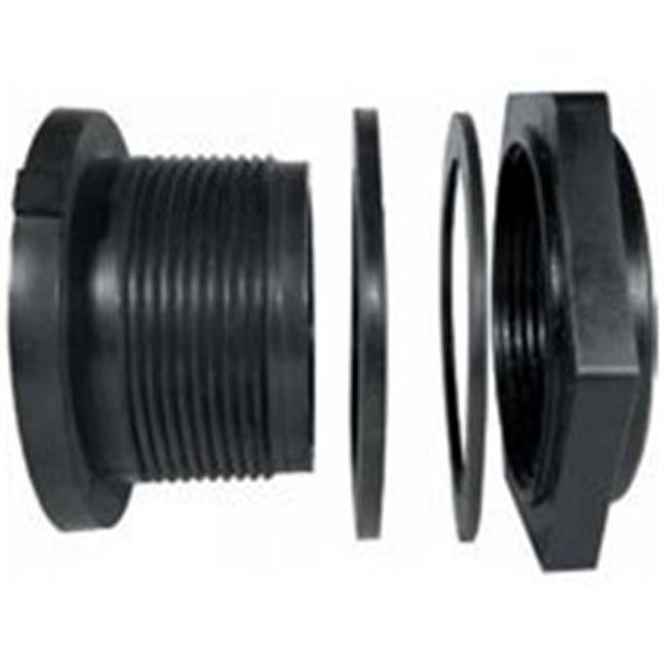 Black Polypropylene Tank Fitting with EPDM Washer, 2"