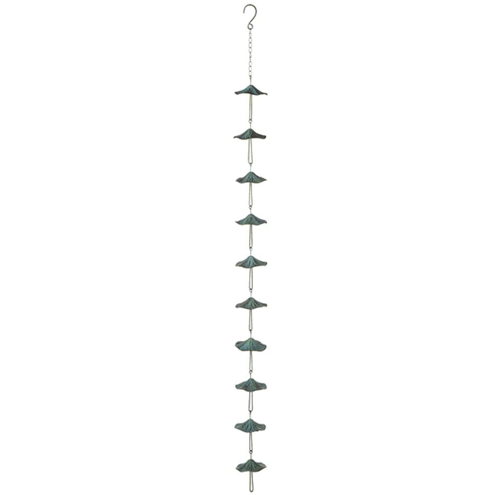 Large Green Patina Iron Mushroom Rain Chain