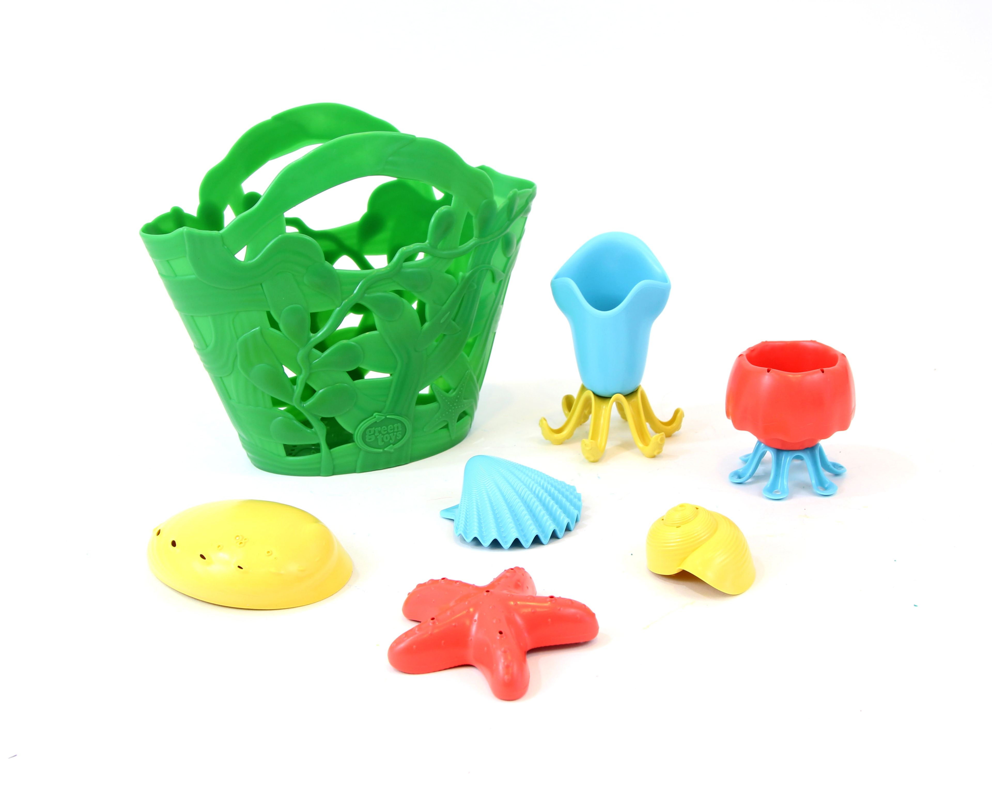 Green Recycled Plastic Tide Pool Bath Toy Set, 7 Pieces