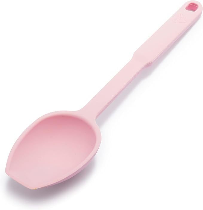 Soft Pink Silicone Mixing Spoon with Steel Core