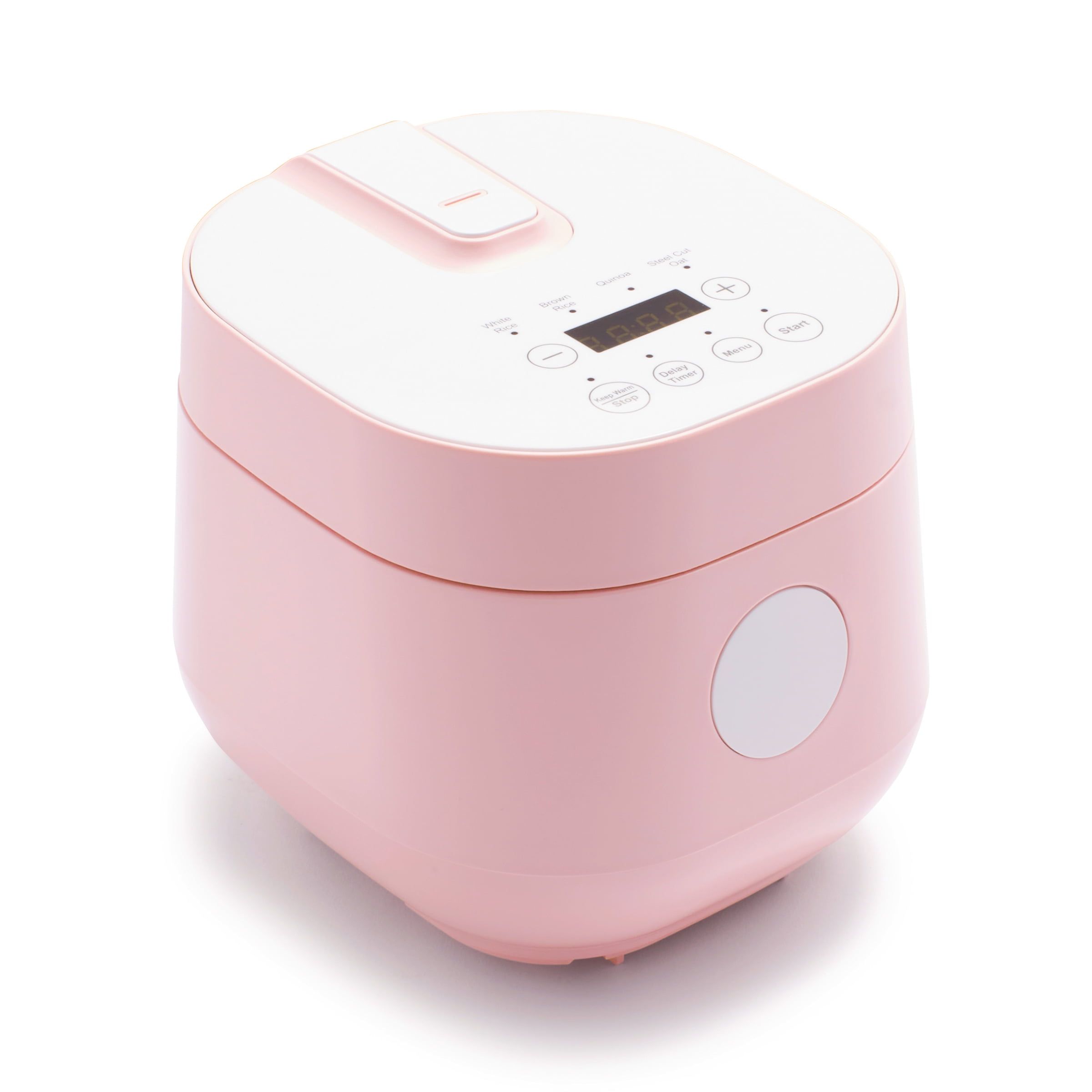 Pink 4-Cup Stainless Steel Electric Rice Cooker with Non-stick Coating