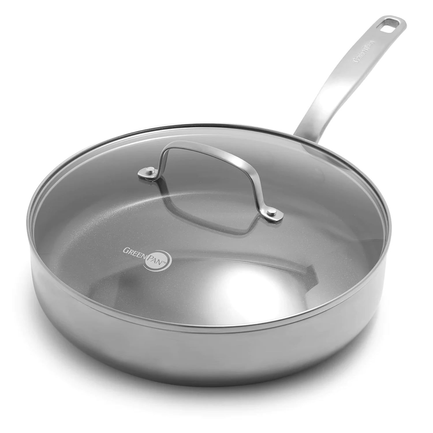 GreenPan Chatham 3.75QT Silver Ceramic Nonstick Saute Pan with Lid