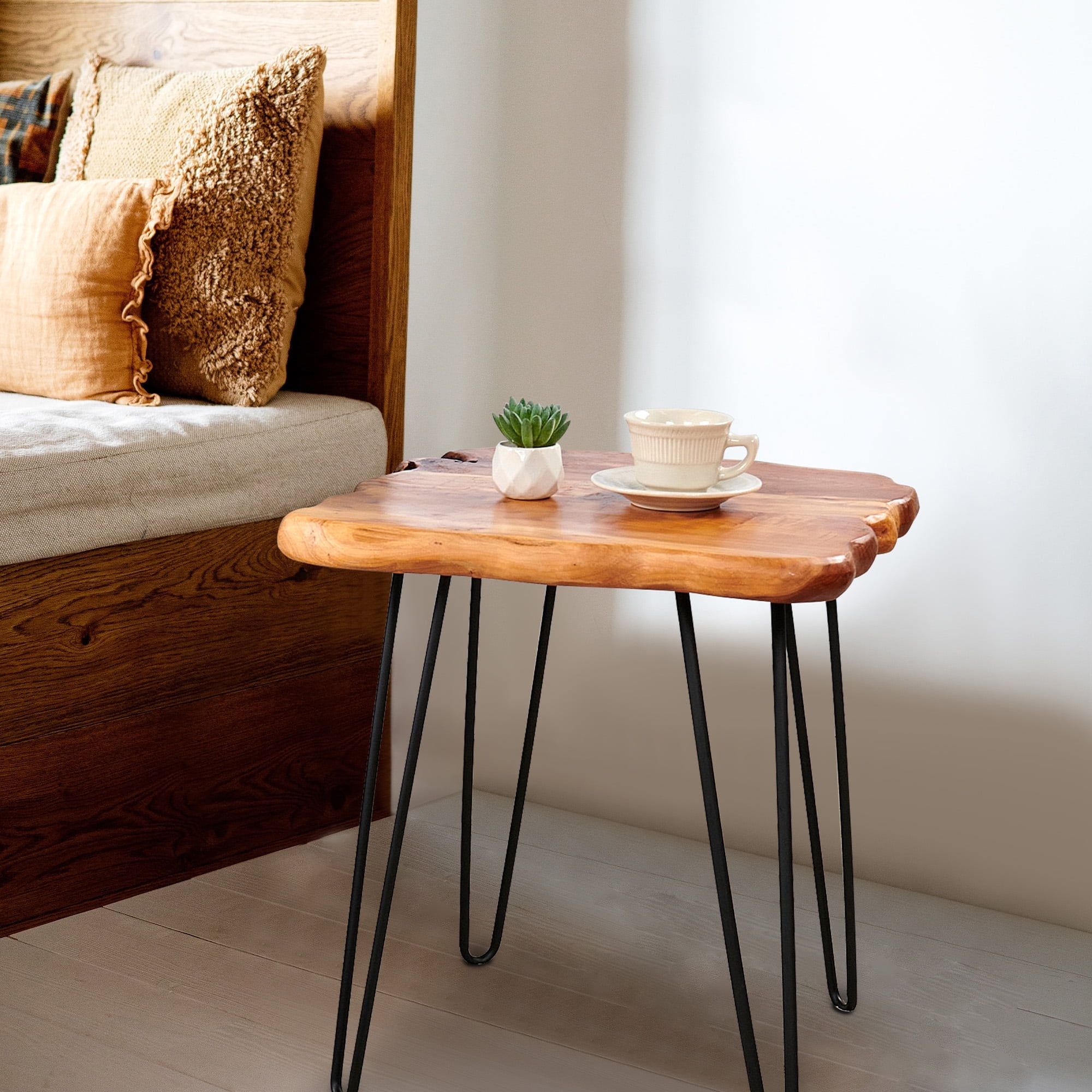 Rectangular Black Metal End Table with Storage, 20" x 20" x 21"