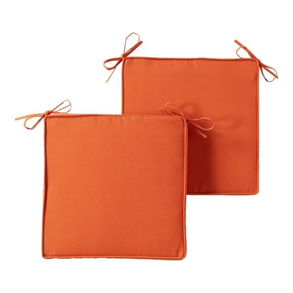 Rust Polyester Outdoor Square Chair Pads, Set of 2