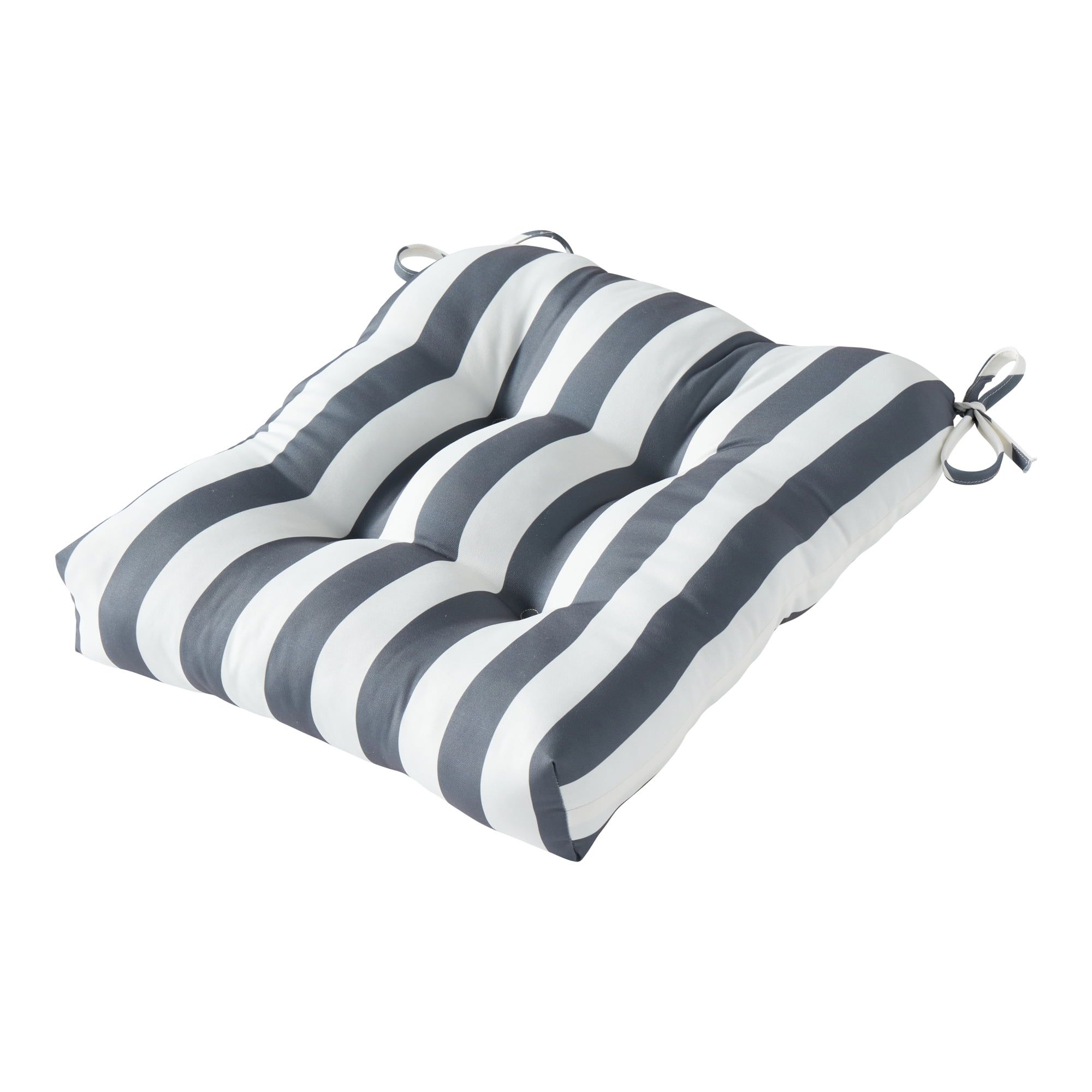 Canopy Stripe Gray 20" Square Outdoor Dining Seat Cushion