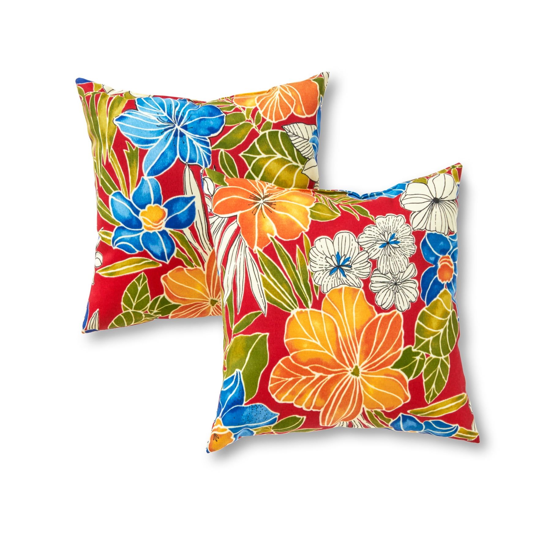 Aloha Red Floral 17" Square Outdoor Throw Pillow Set