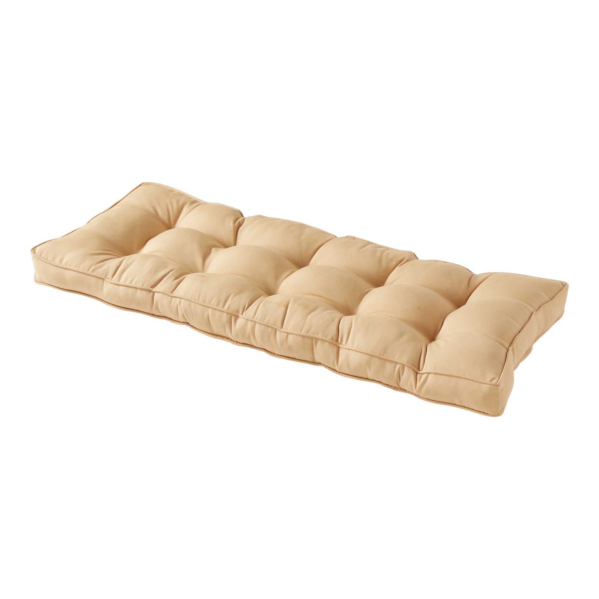 Wheat Sunbrella Fabric Outdoor Bench Cushion with Recycled Polyfiber Fill