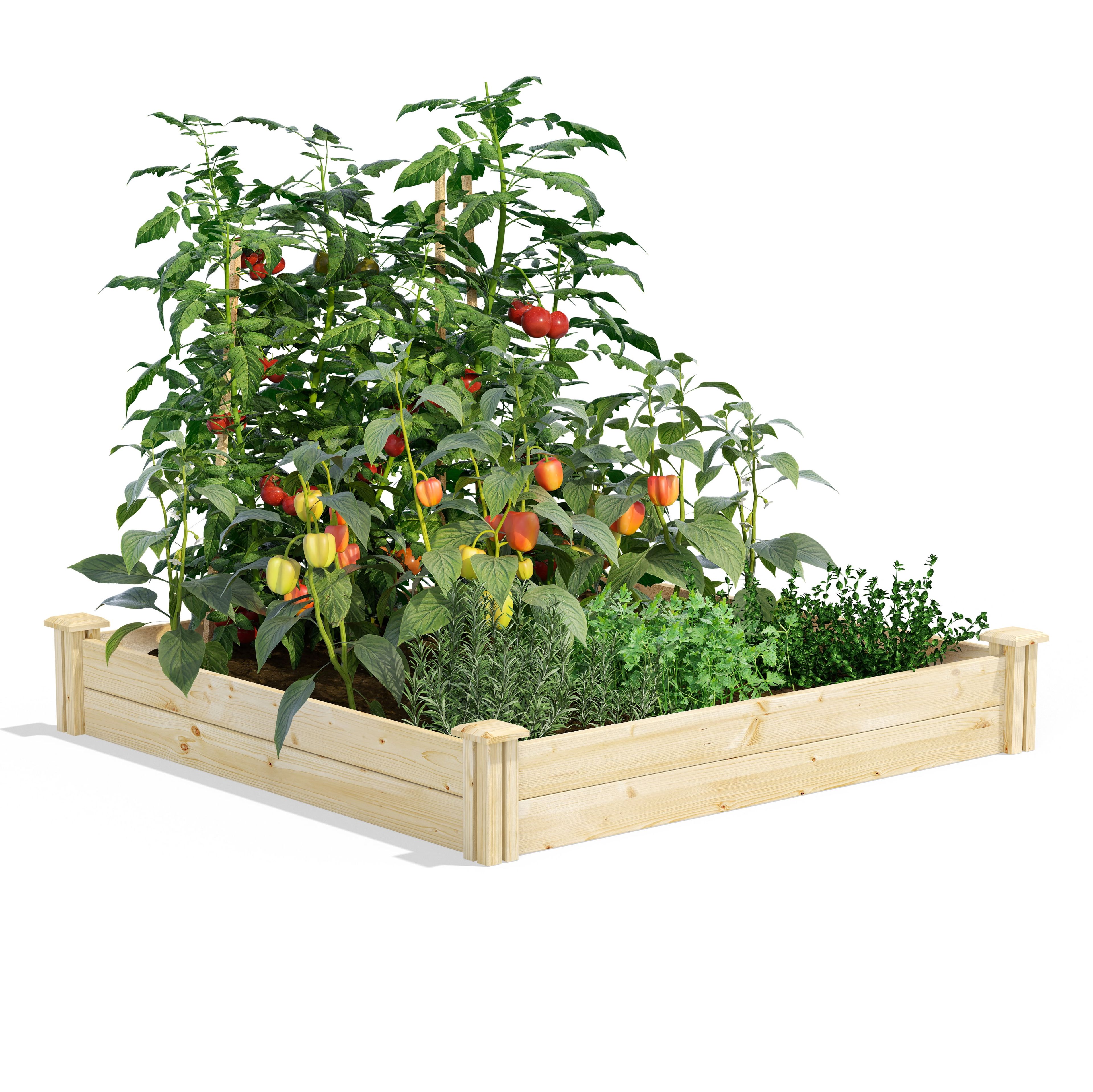 Green 48" x 48" x 7" Pine Raised Garden Bed