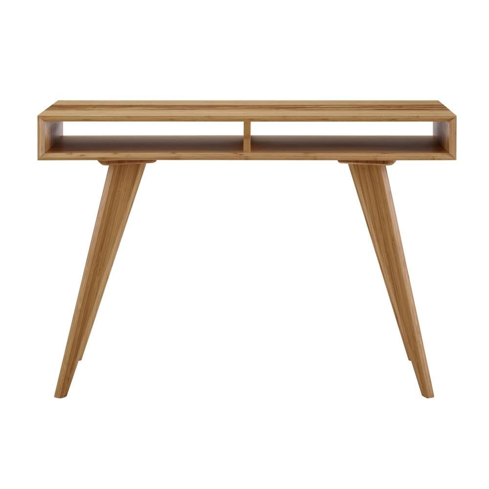 Caramelized Bamboo Console Table with Storage Cubbies