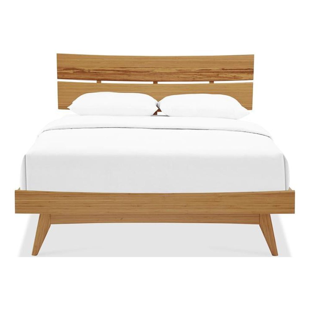 Bamboo King Platform Bed with Storage and Slats in Caramelized Finish