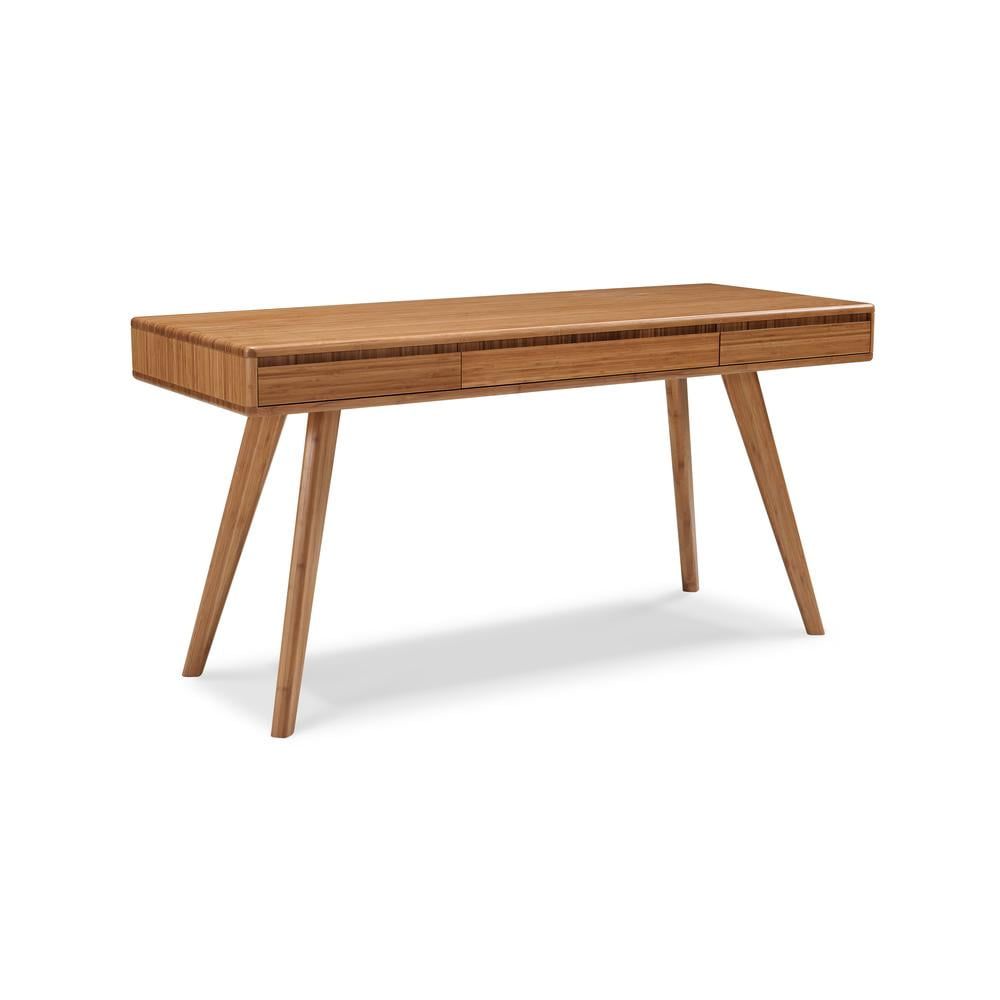 Caramelized Bamboo Writing Desk with Storage Drawers