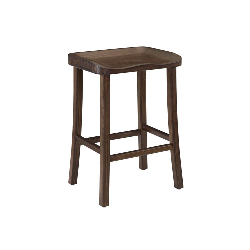 Eco-Friendly Black Bamboo Backless Bar Height Stool (Set of 2)