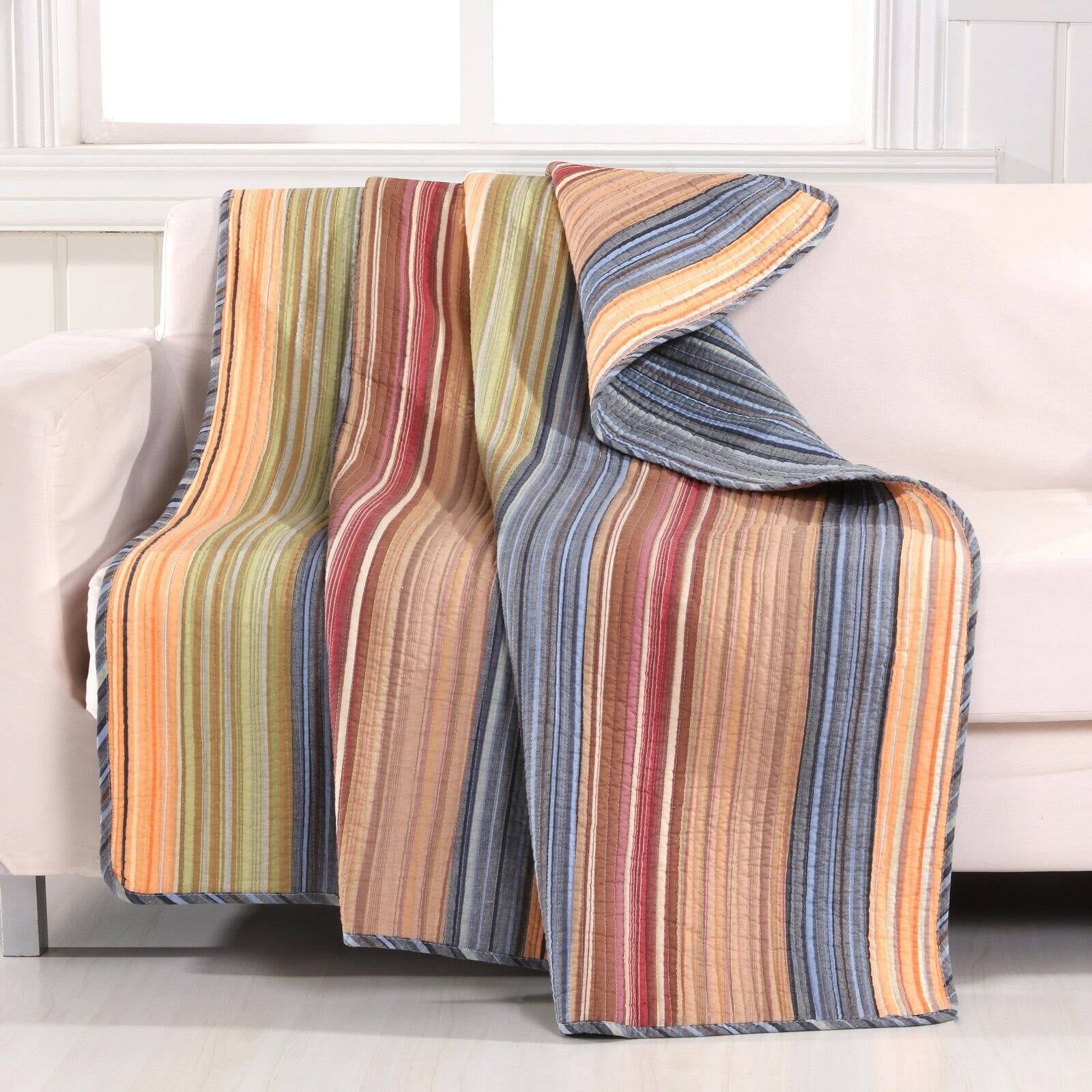 Katy Multicolor Stripe Reversible Cotton Throw 50x60"