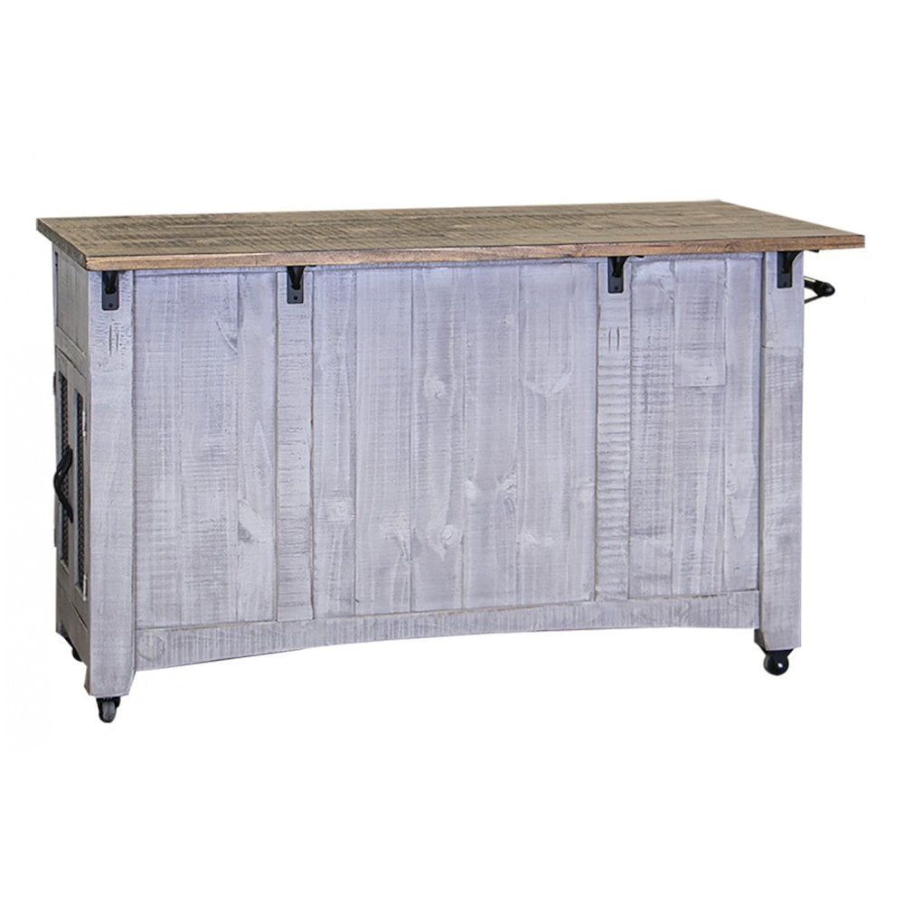 Greenview Distressed Gray Pine Wood Kitchen Island