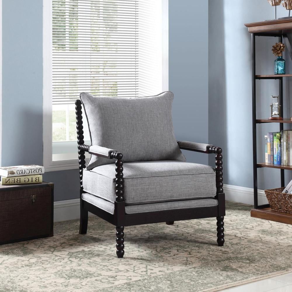 Gray Geometric Wood Frame Accent Chair