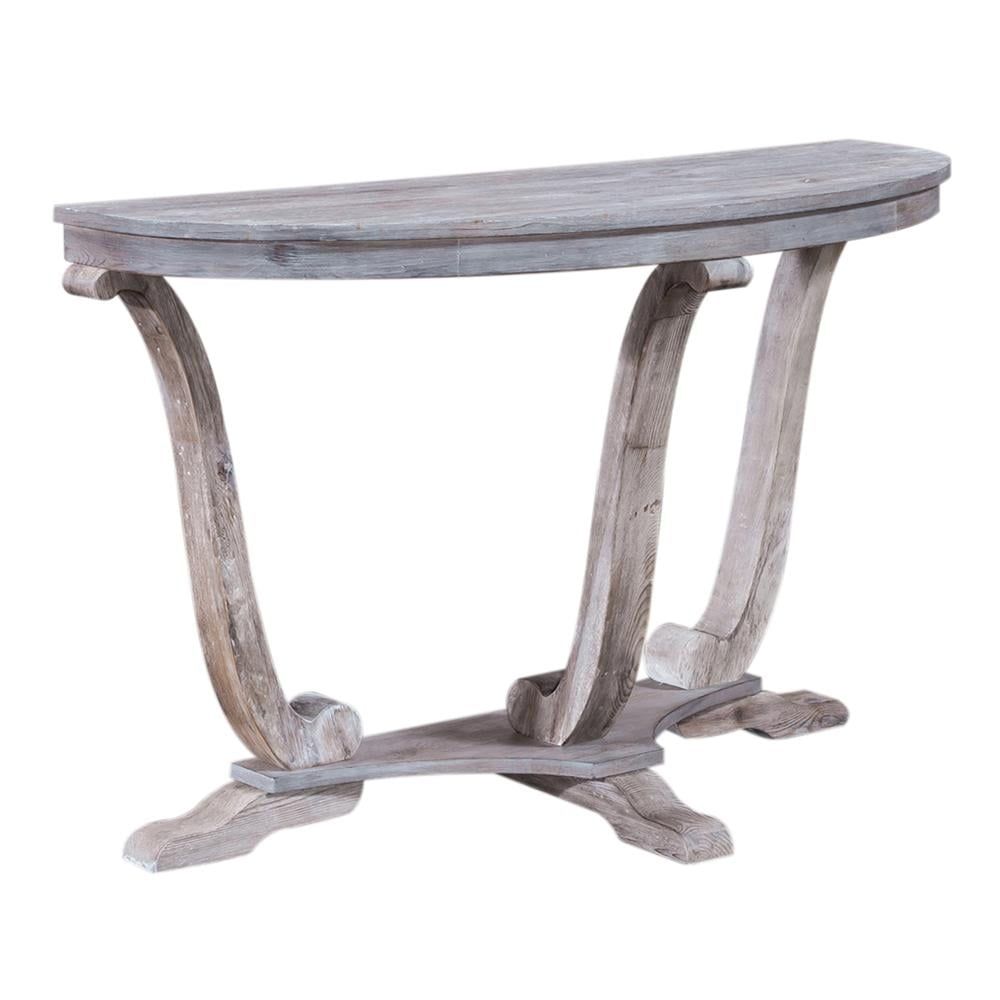 Greystone Mill Light Gray Demilune Pine Sofa Table