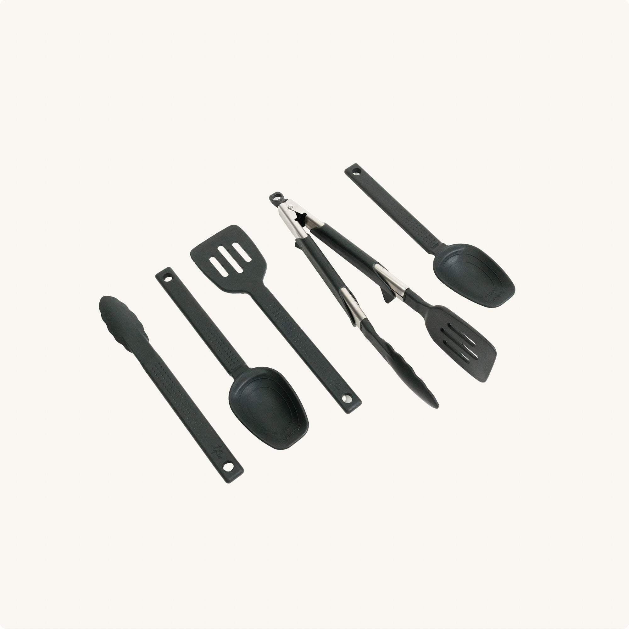 GripFlip Black Silicone and Stainless Steel 7-Piece Kitchen Utensil Set