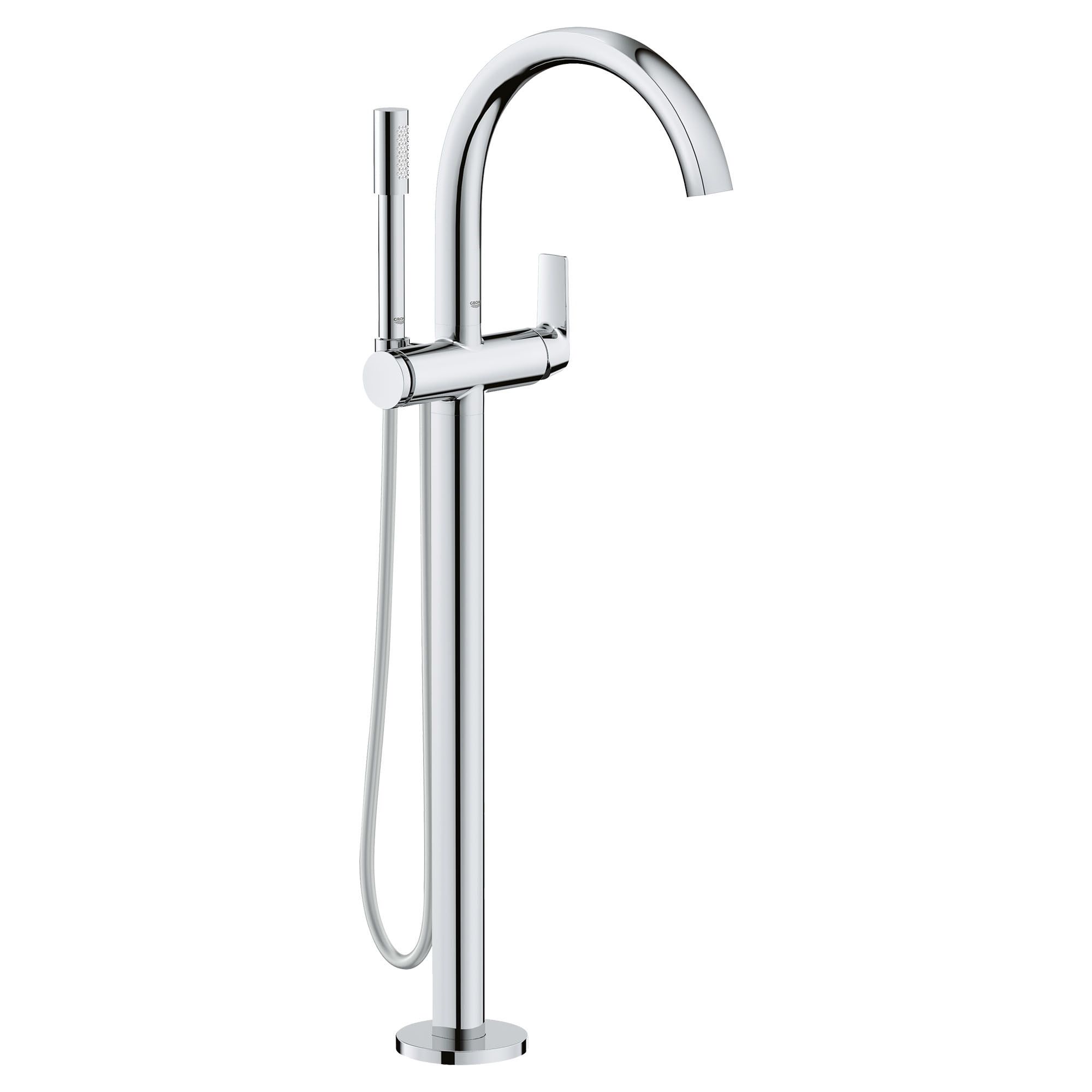 Starlight Chrome Floor Mounted Tub Filler with Hand Shower