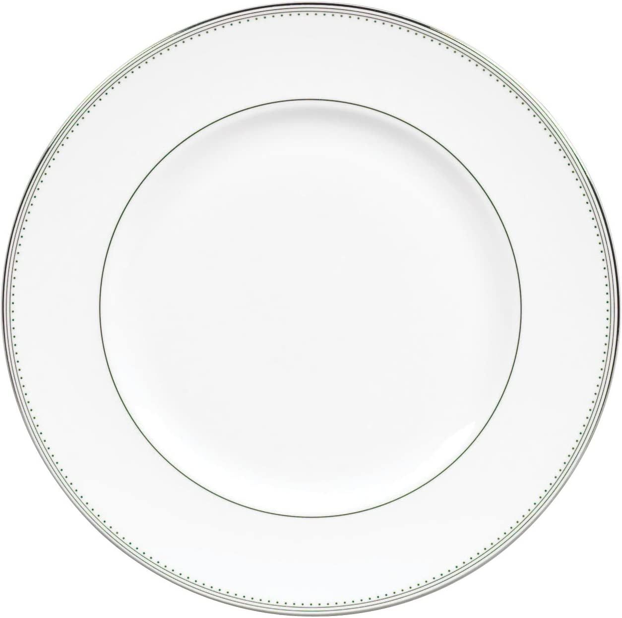 Elegant White Porcelain Dinner Plate with Silver Trim