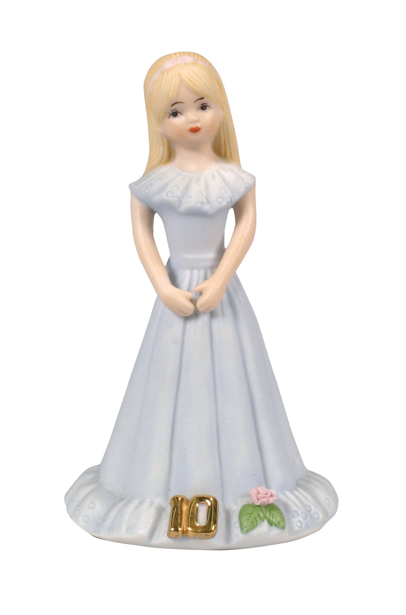 Blonde Girl Age 10 Porcelain Figurine in Blue Dress