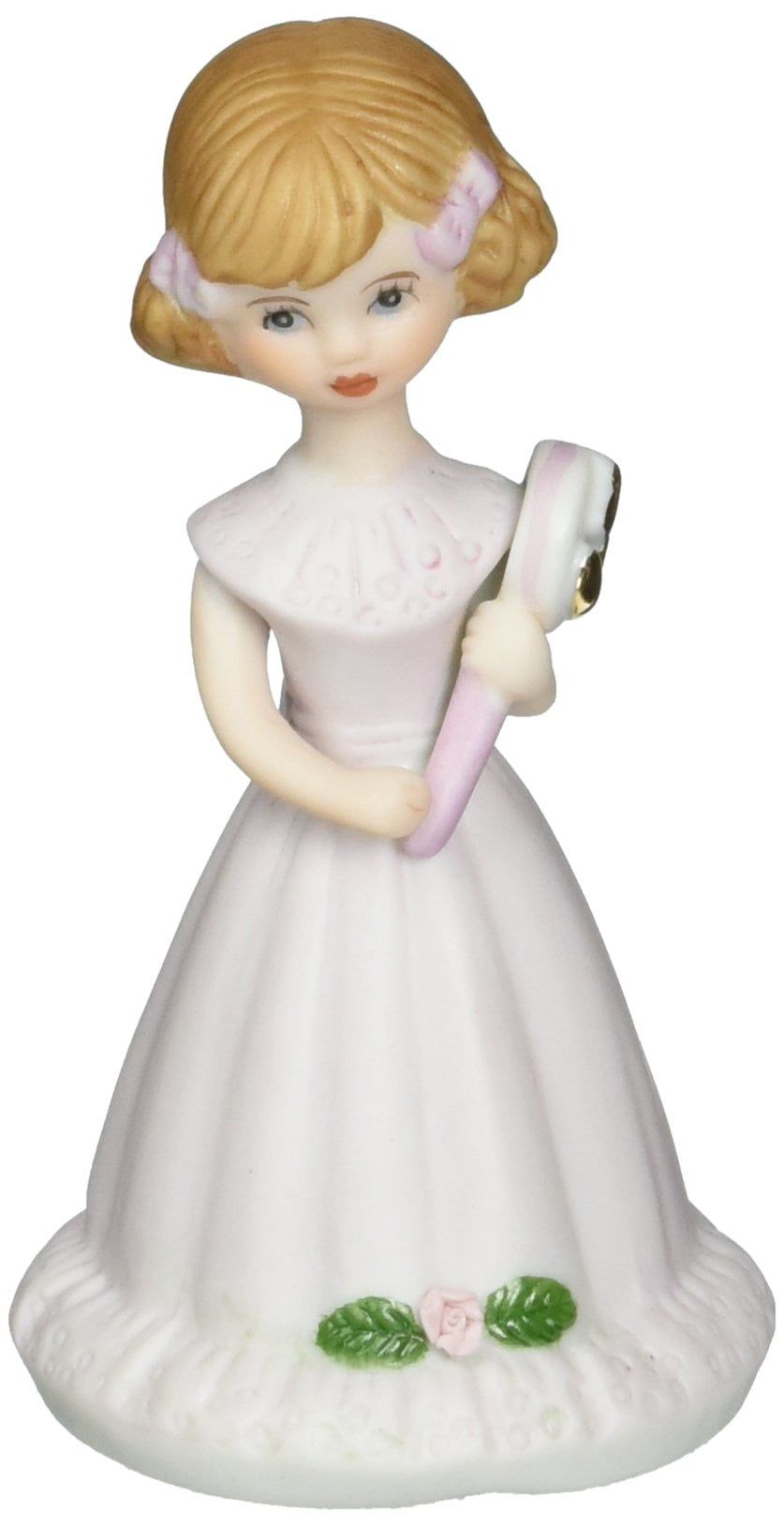 Brunette Girl in Pink Dress Porcelain Figurine