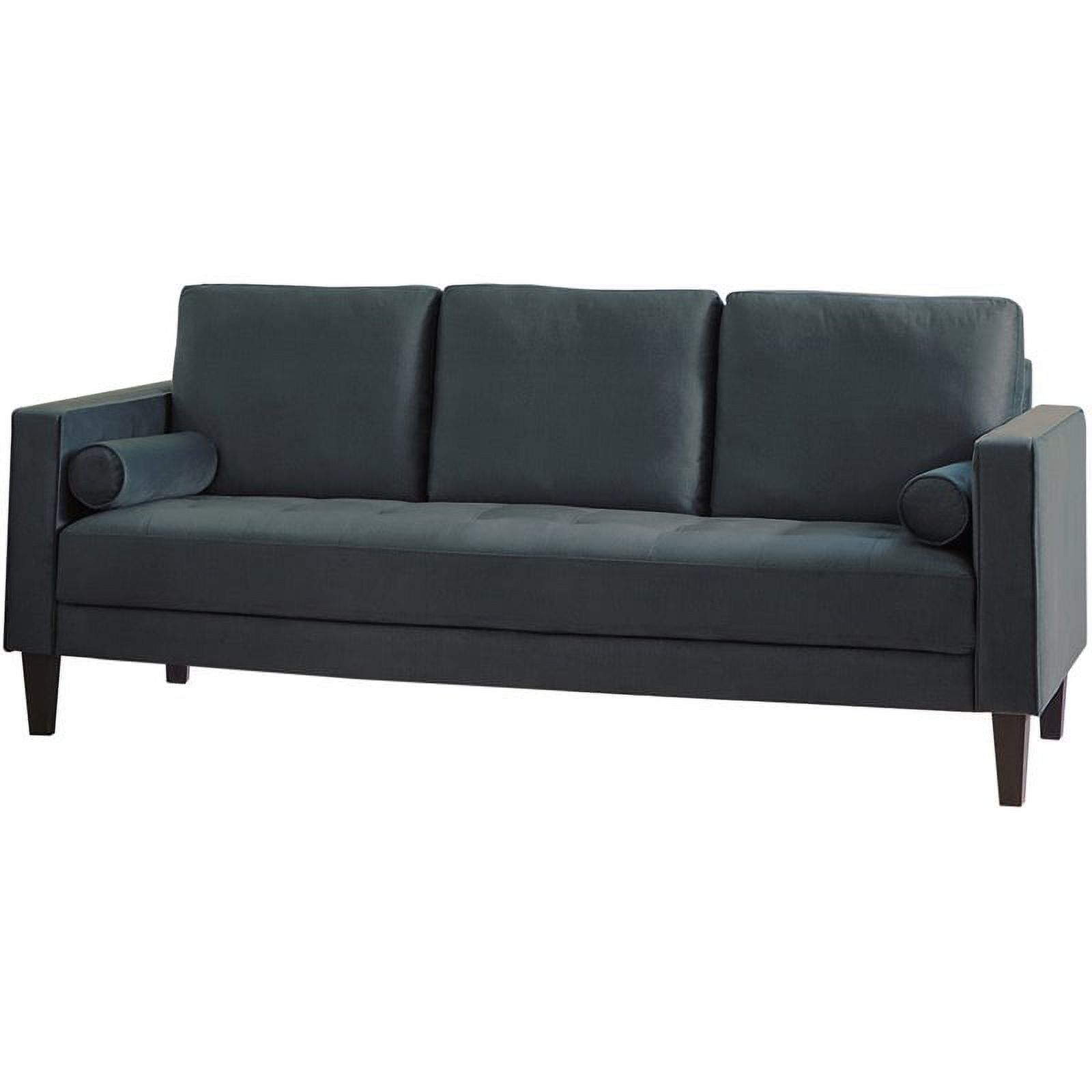 Gulfdale Transitional Dark Teal Velvet 82" Sofa with Black Wood Legs