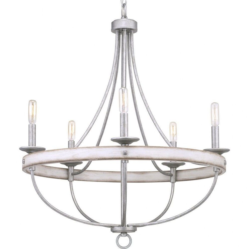 Gulliver 5-Light Galvanized Chandelier with Weathered Driftwood Texture