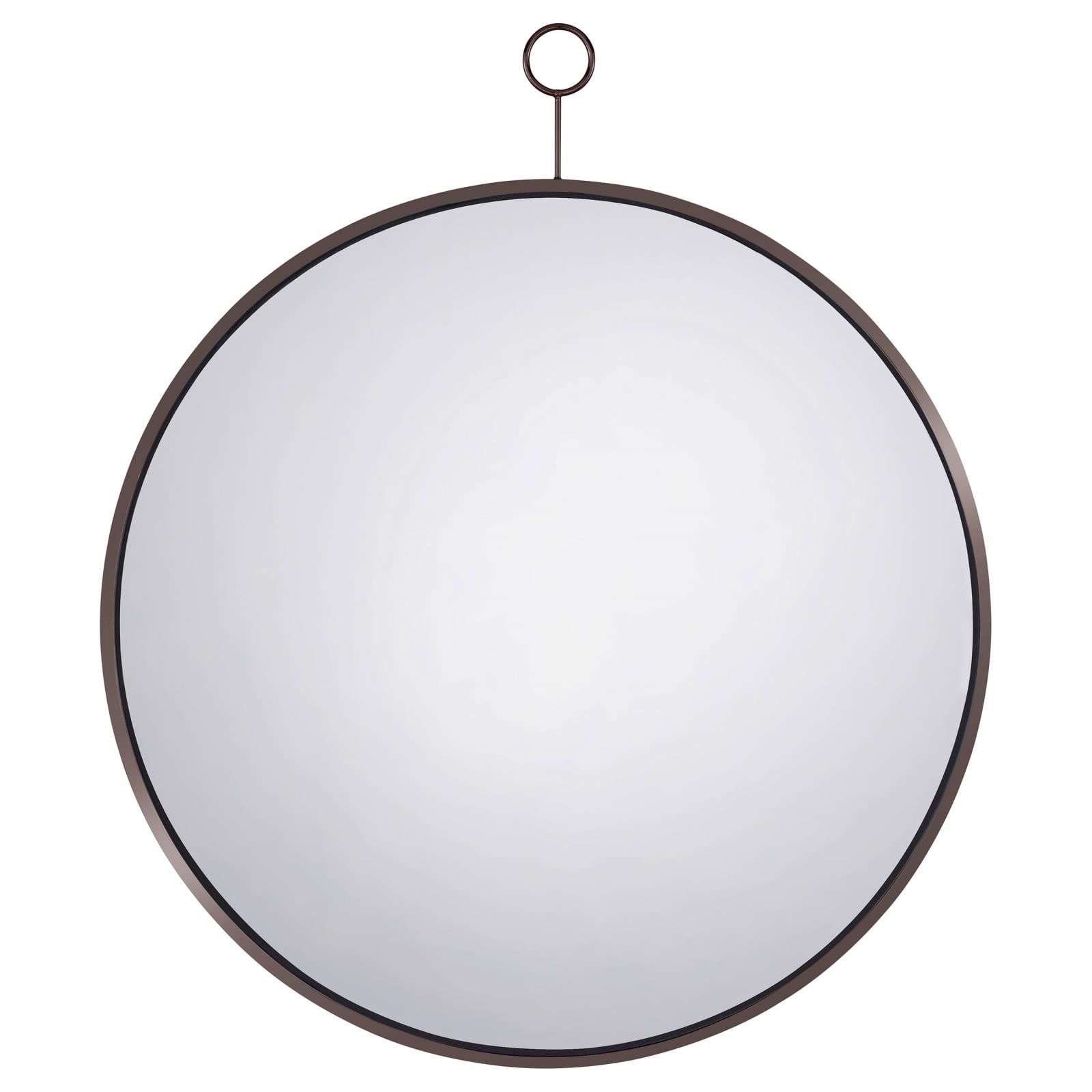 Gwyneth Round Black Nickel Wall Mirror with Metal Loop