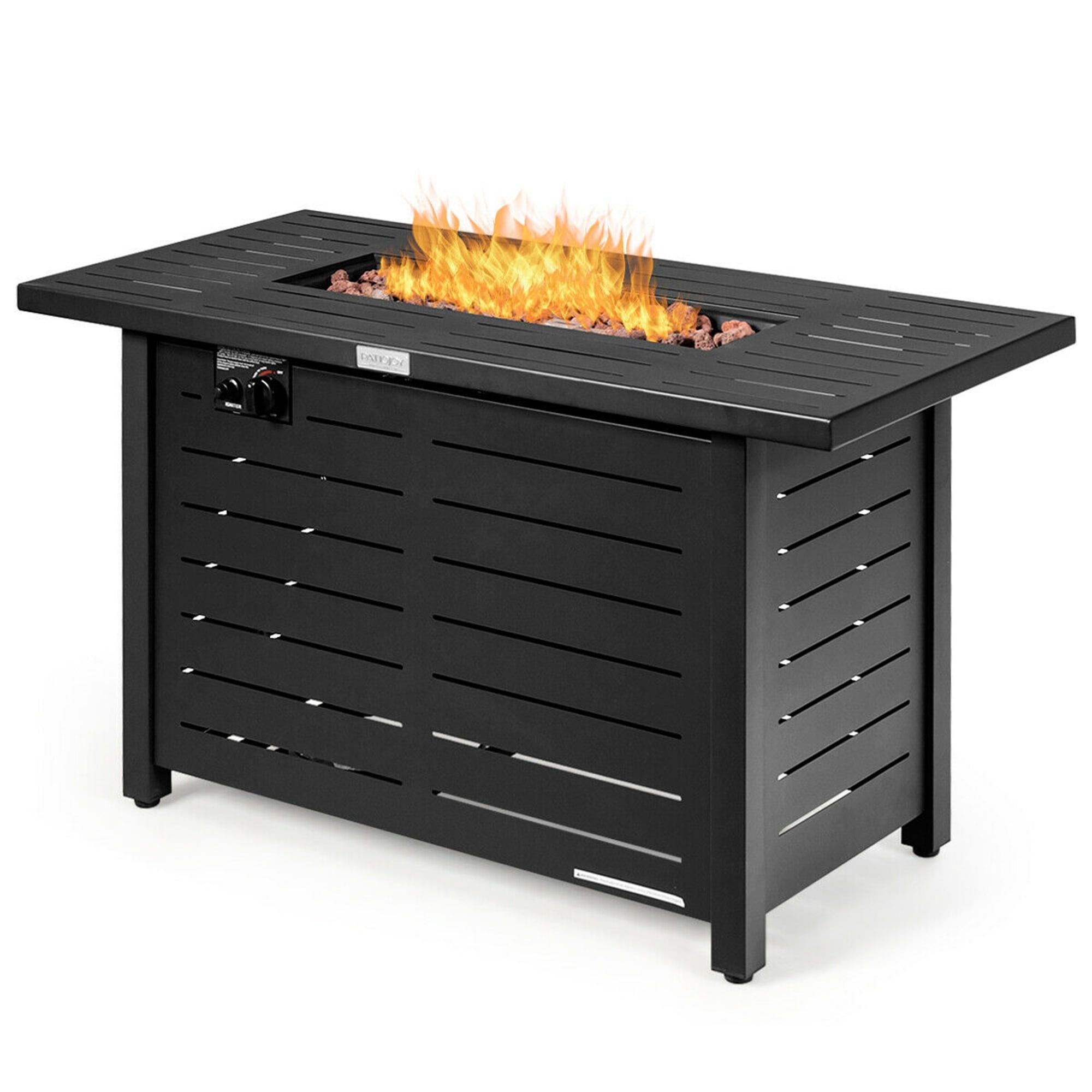 42'' Black Steel Rectangular Propane Gas Fire Pit Table