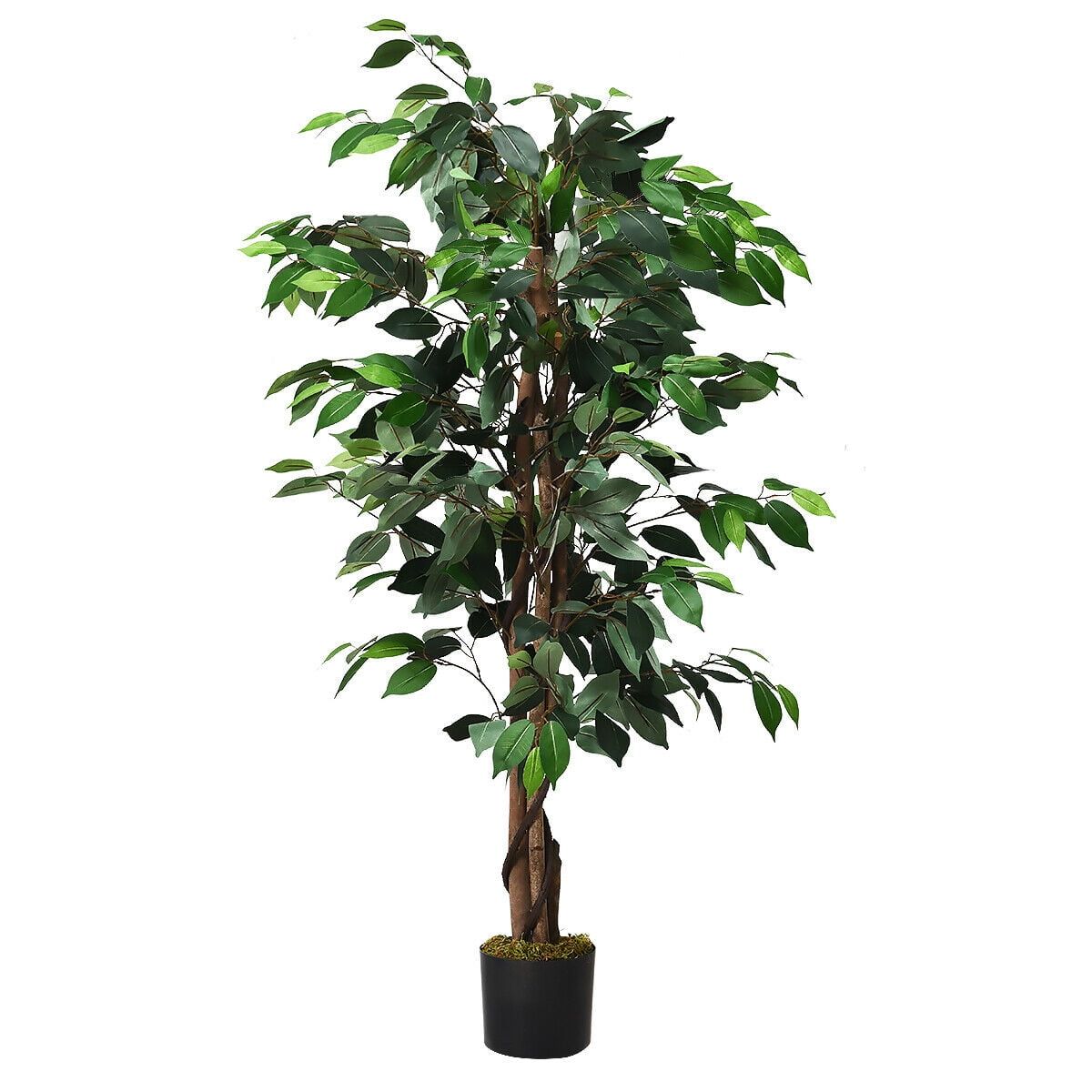 4 ft Green Artificial Ficus Tree with Black Pot