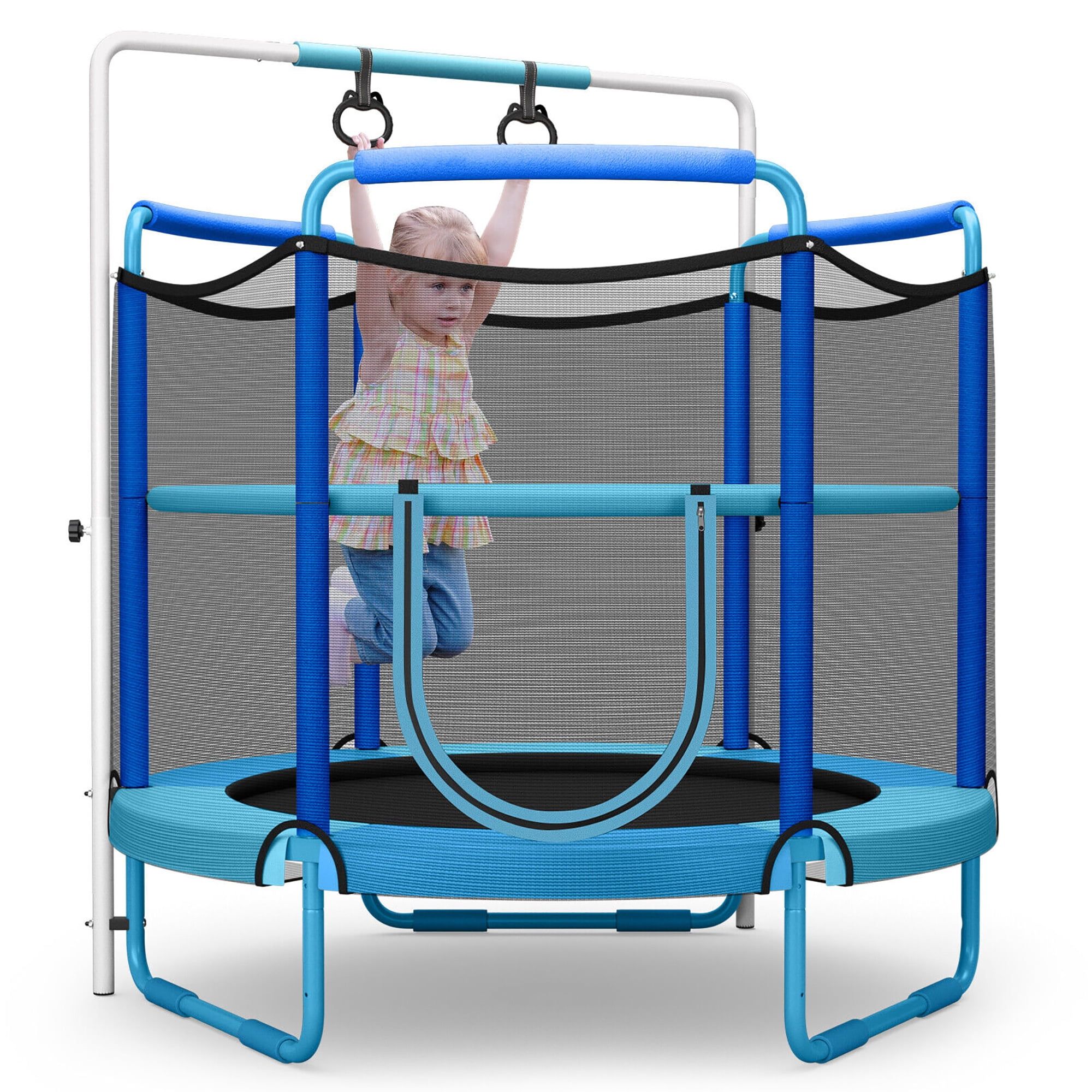 Blue Steel 5FT Kids Trampoline with Enclosure and Rings