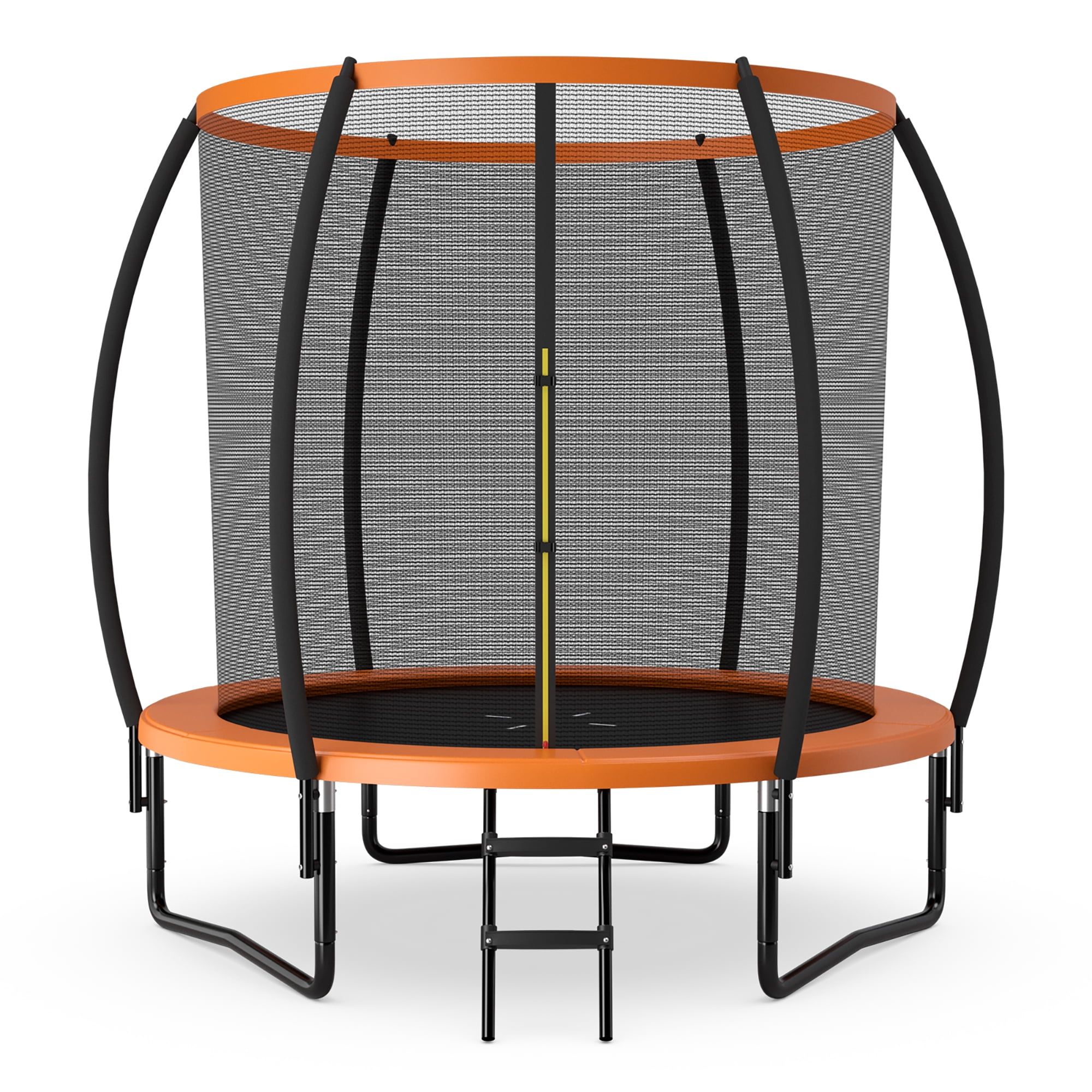 8ft Orange Round Trampoline with Safety Enclosure and Ladder