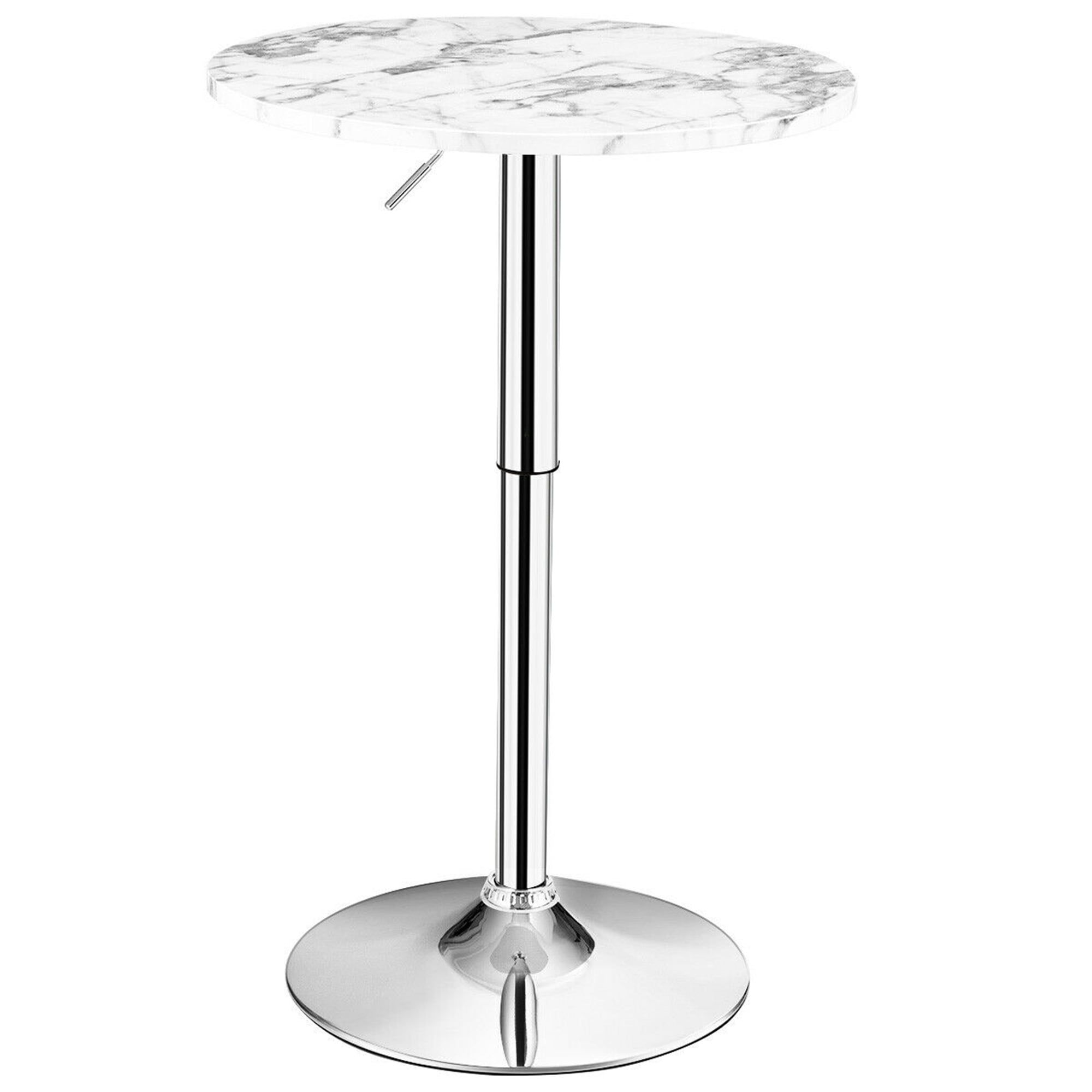 White Faux Marble Round Adjustable Counter Height Table