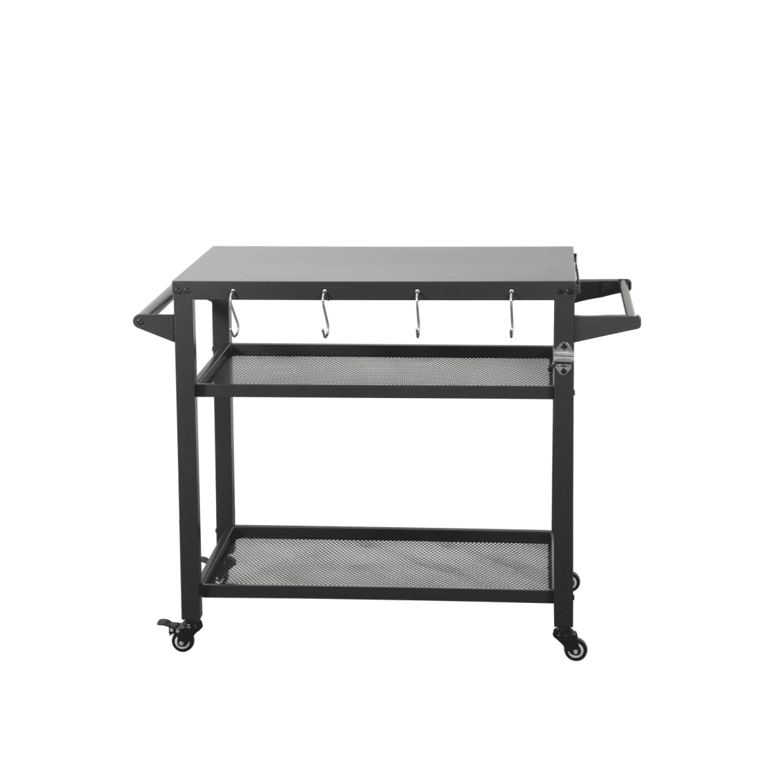 Gray Stainless Steel 3-Shelf Outdoor Grill Cart with Wheels