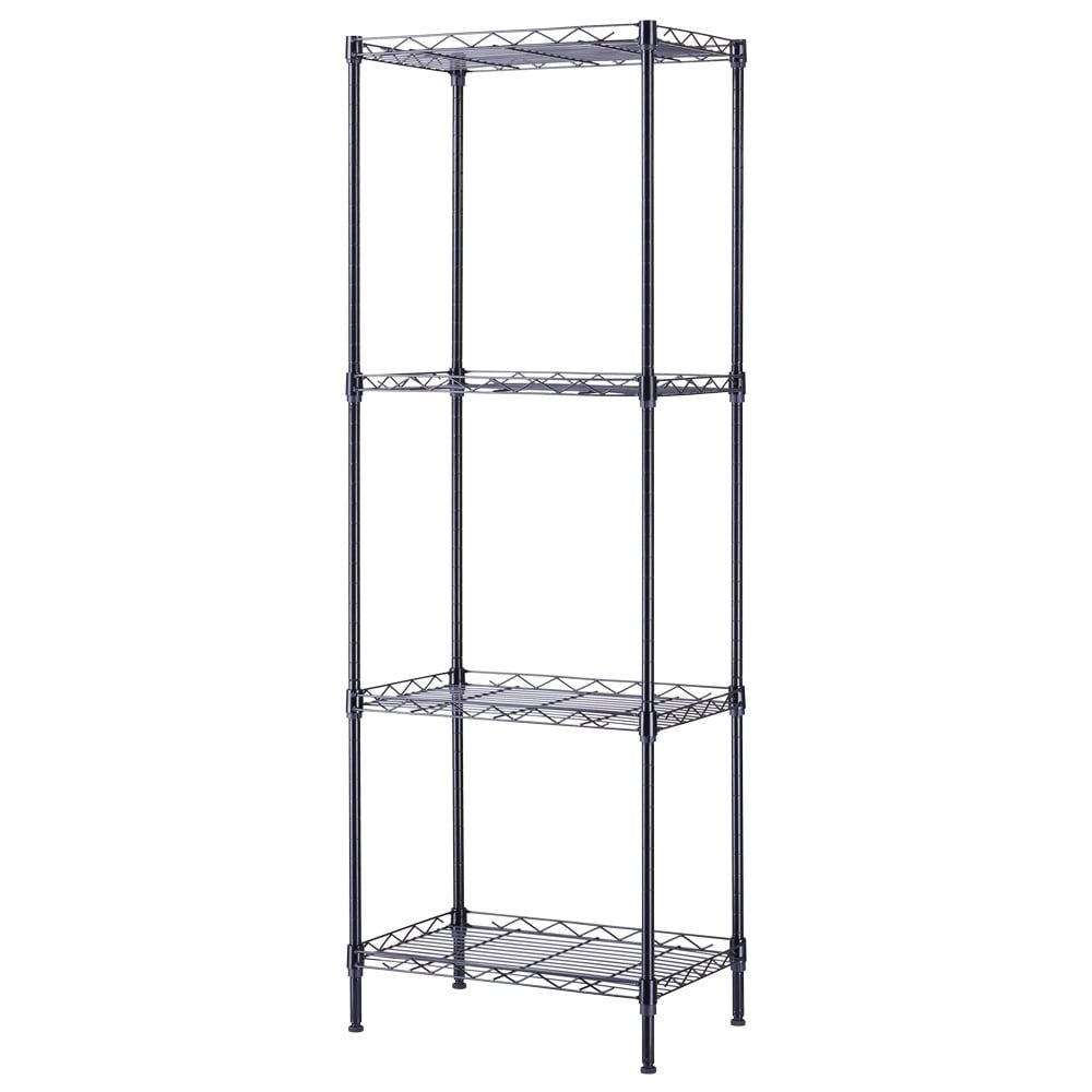 Adjustable Black 4-Tier Metal Wire Shelving Unit