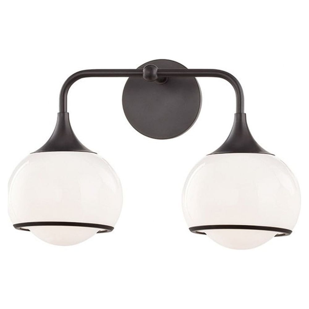 Reese Dual-Shade Opal Glass 2-Light Sconce in Old Bronze