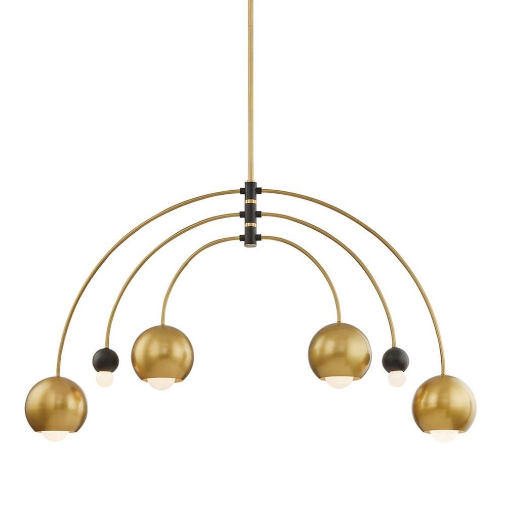 Willow 48.75" Aged Brass and Black Sputnik Chandelier