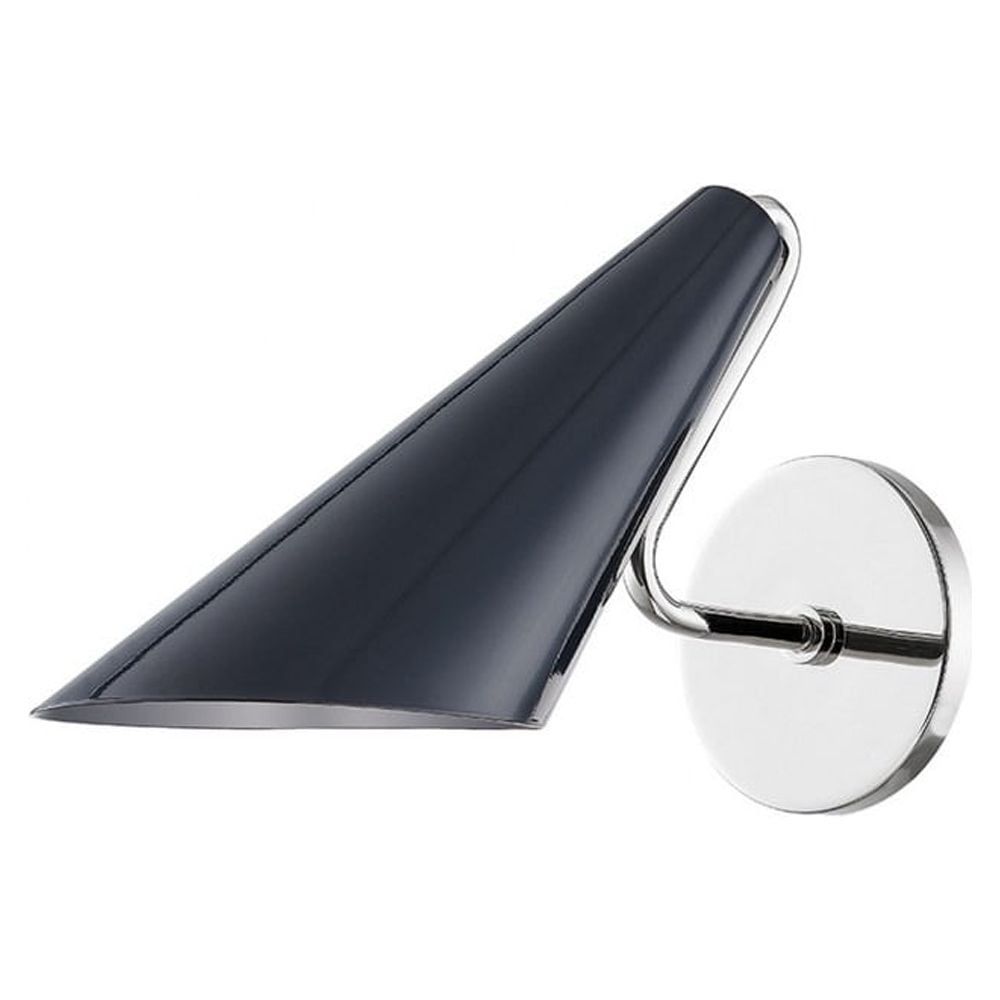 Polished Nickel & Midnight Blue Outdoor Wall Sconce, Dimmable 1-Light