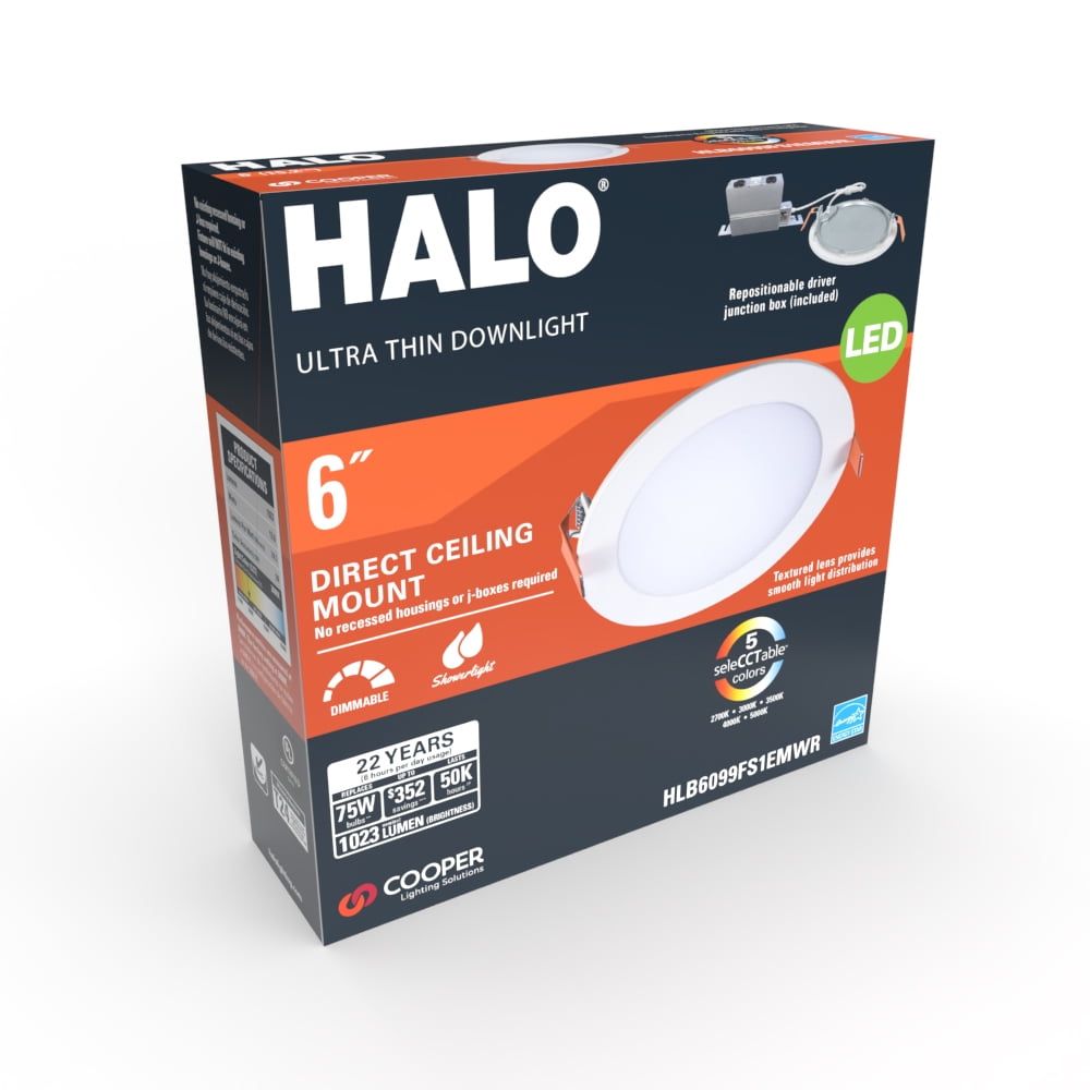 Halo 6" White Aluminum LED Recessed Light Kit, 6-Pack