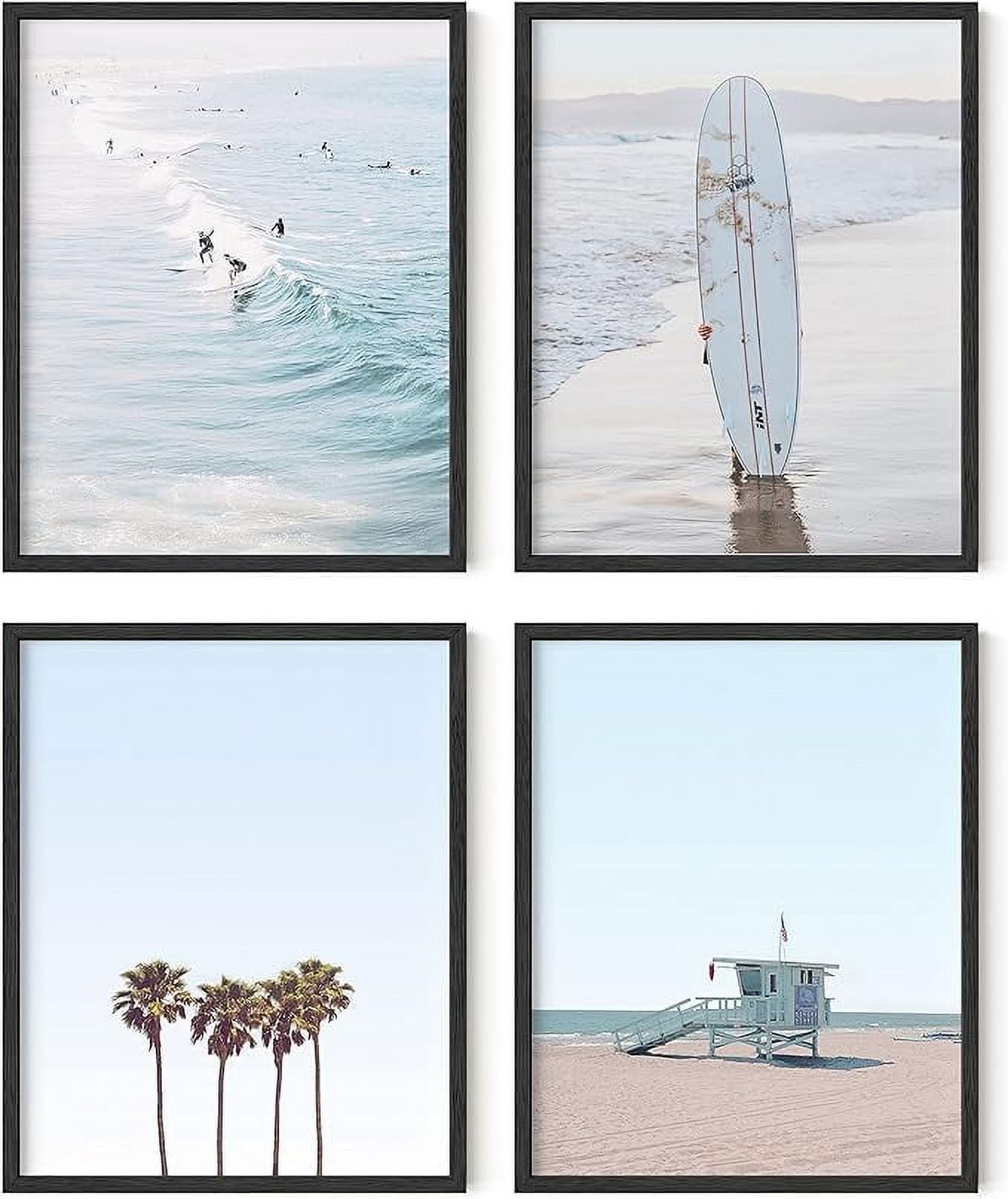 Set of 4 Black Framed Coastal Beach Prints