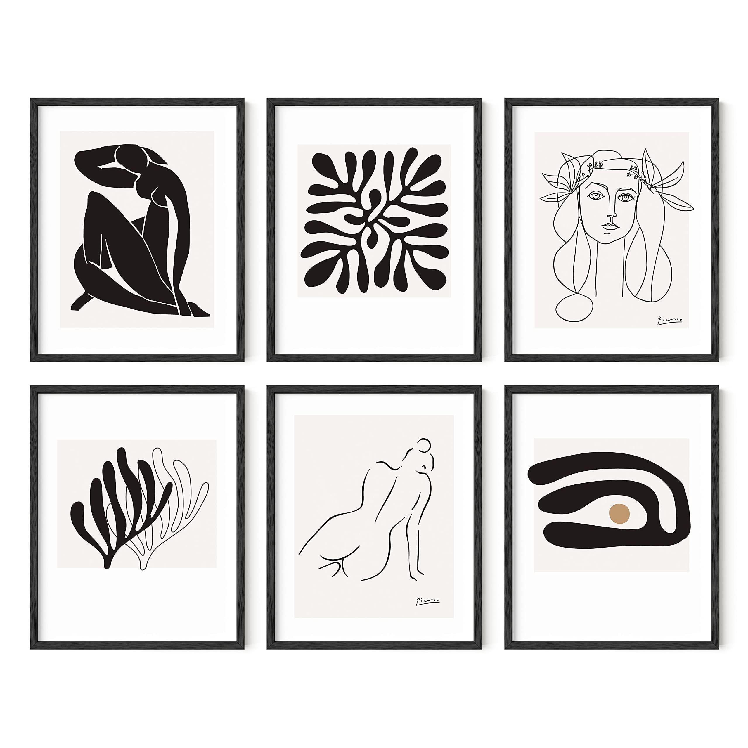 Set of 6 Black Framed Abstract Art Prints