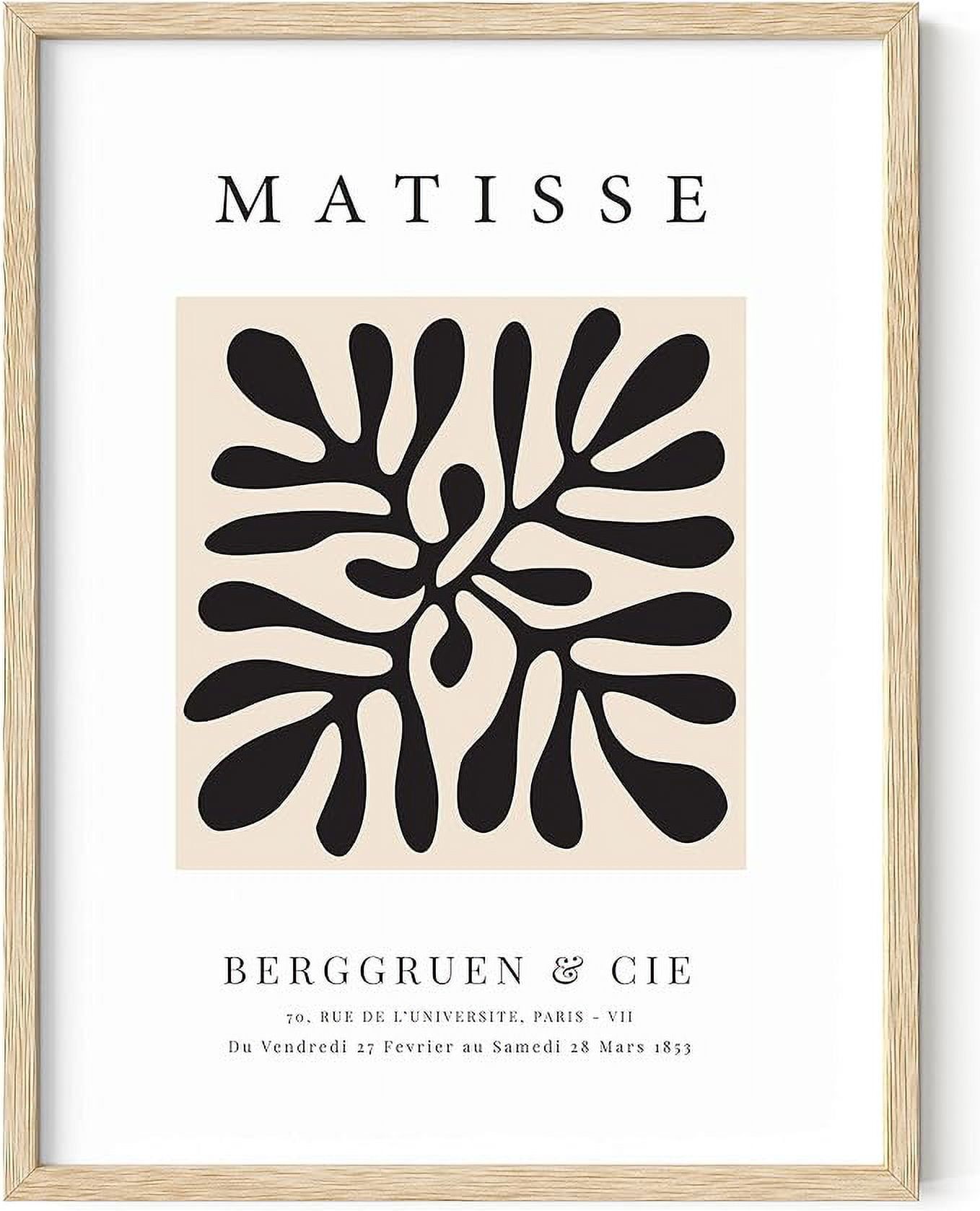 Henri Matisse Black Clover Abstract Print with Beige Frame 12x16