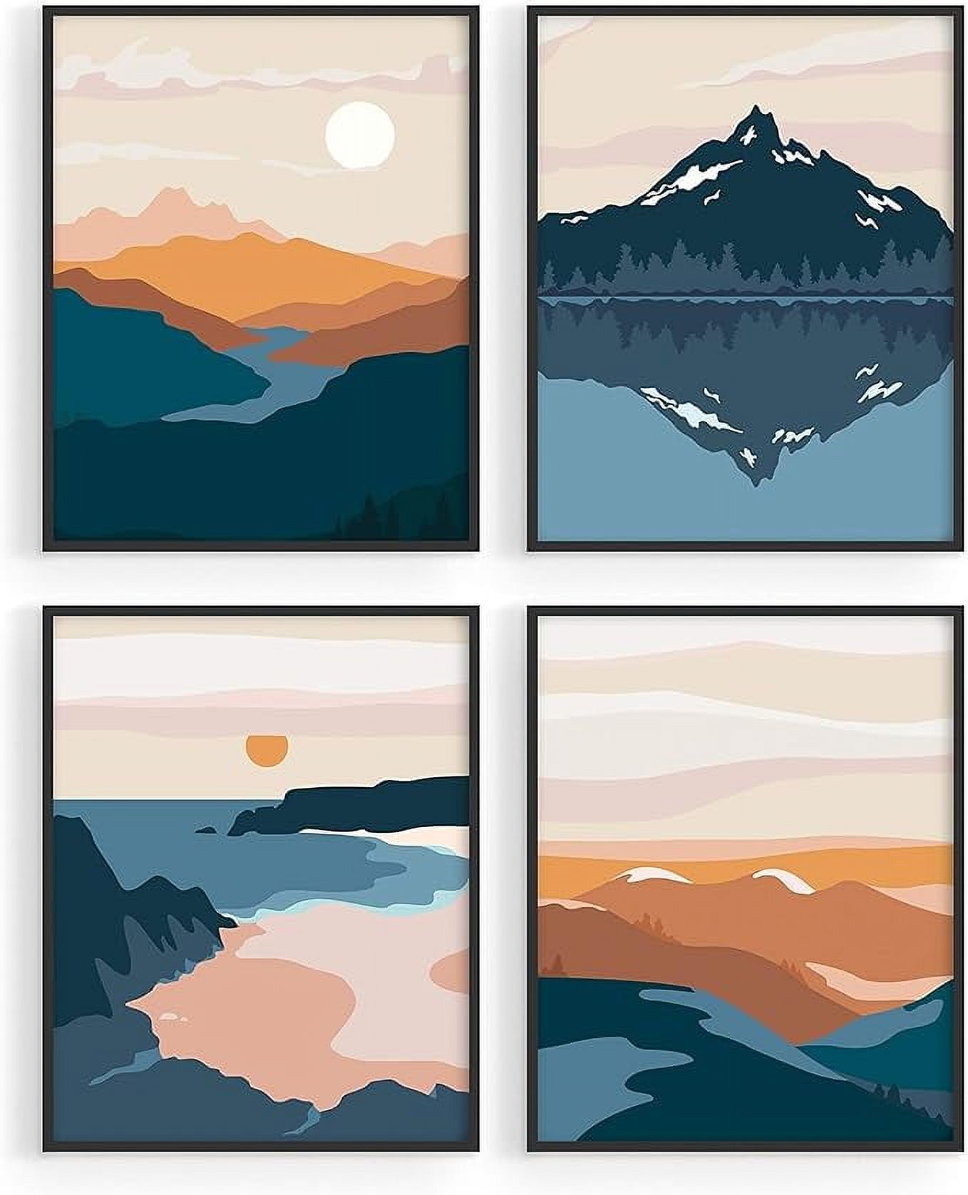 Mid-Century Modern Abstract Landscape Nature Prints Set