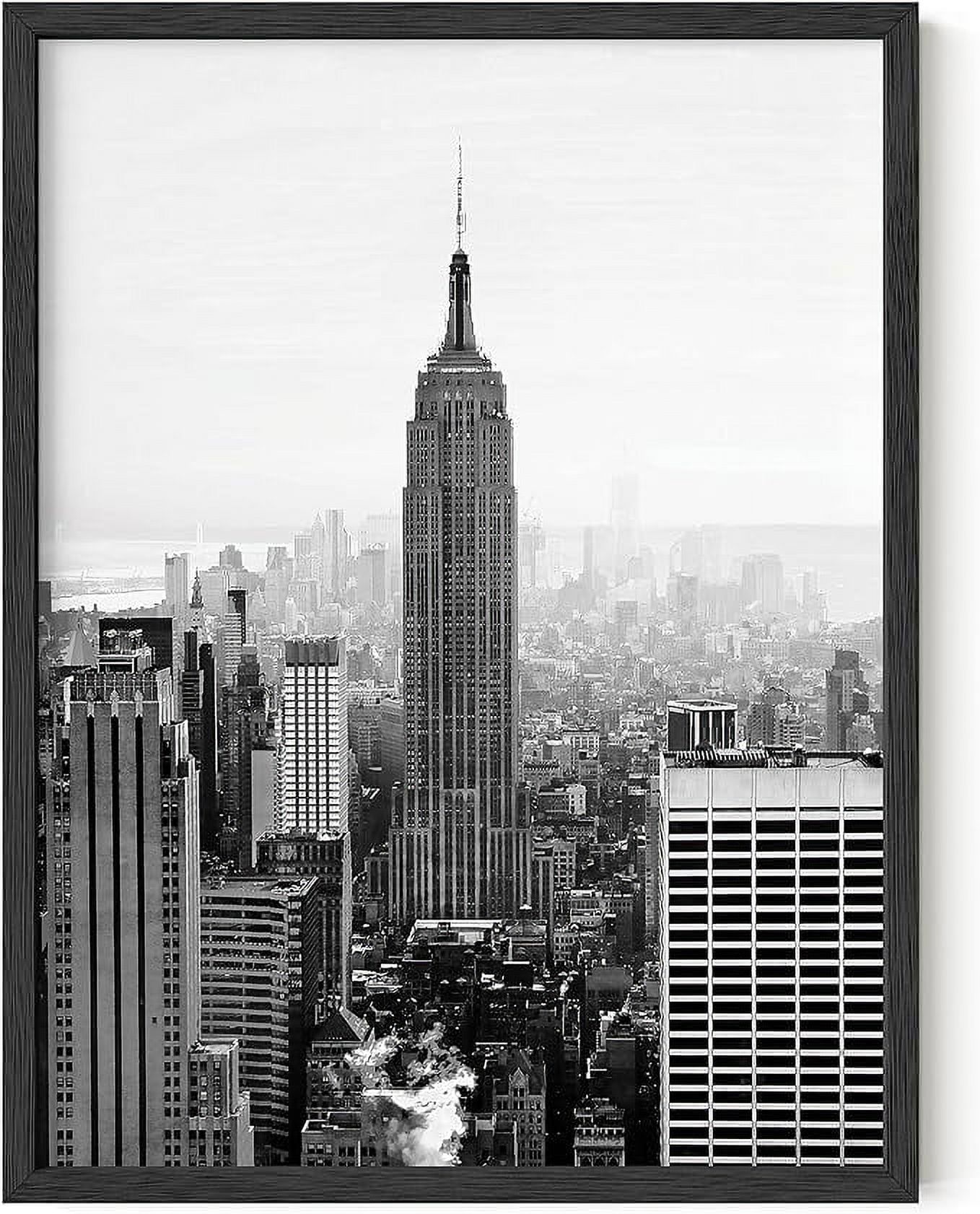 Gray Empire State Building Framed Skyline Poster 12" x 16"