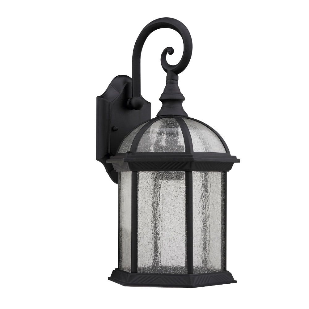 Havana Divine 19" Black Outdoor Wall Sconce with Seedy Glass Shade