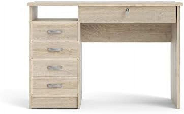 Walden Oak Structure Desk with 5 Drawers and Shelf