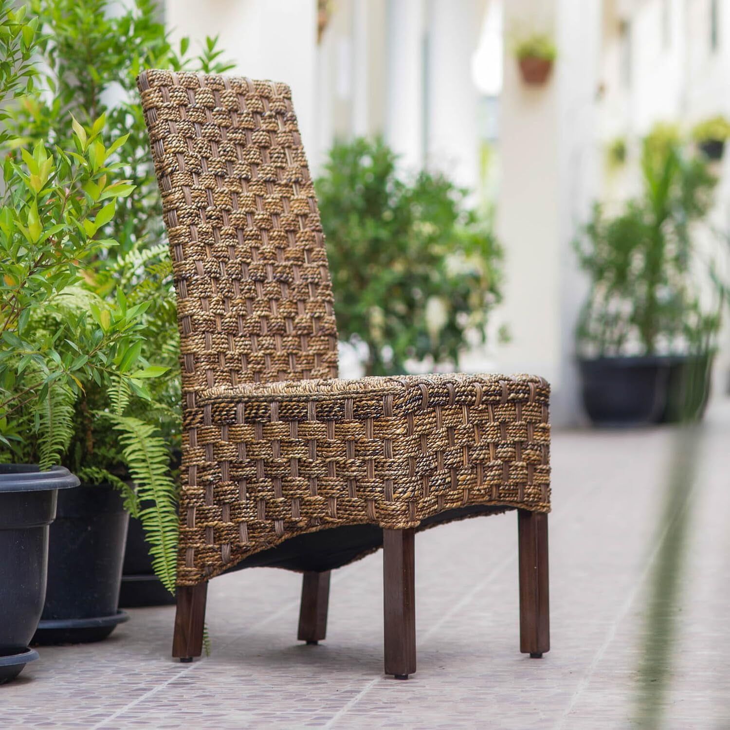 Manila Mahogany and Rattan Wicker Dining Chair